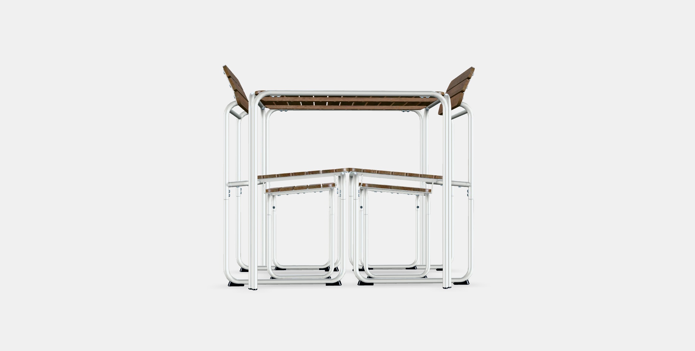 FURUON dining table with 2 chairs  2 stools Low-poly 3D model_14