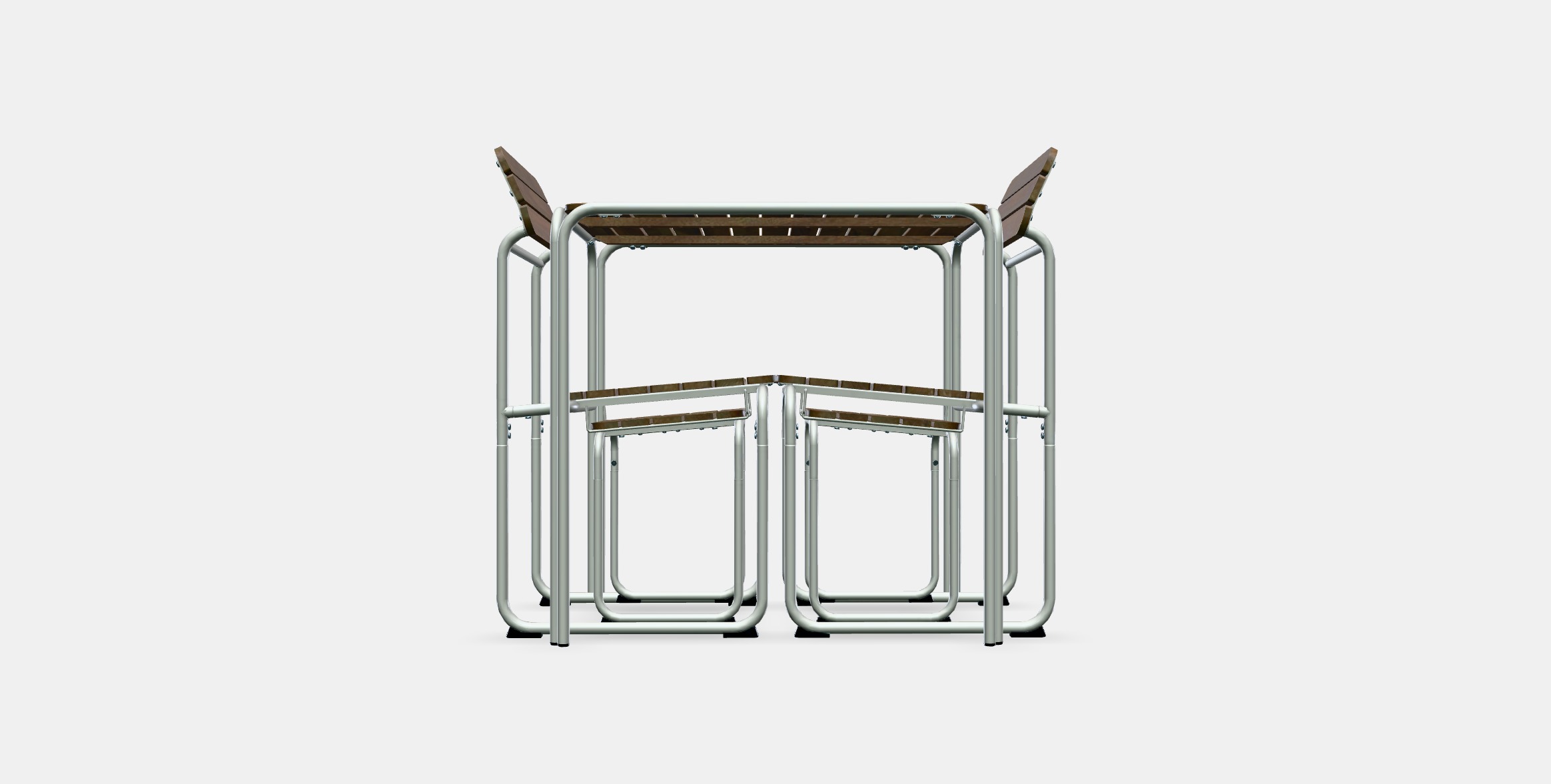 FURUON dining table with 2 chairs  2 stools Low-poly 3D model_8