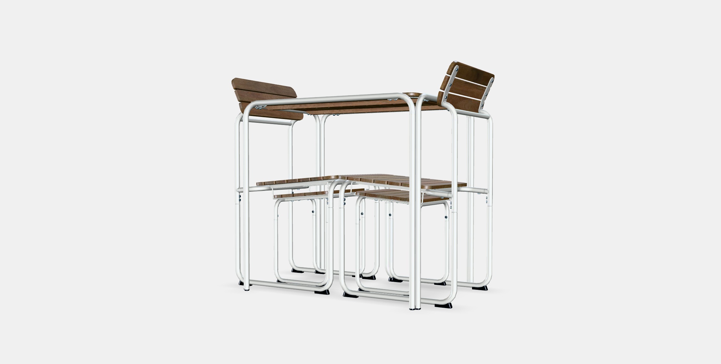 FURUON dining table with 2 chairs  2 stools Low-poly 3D model_4