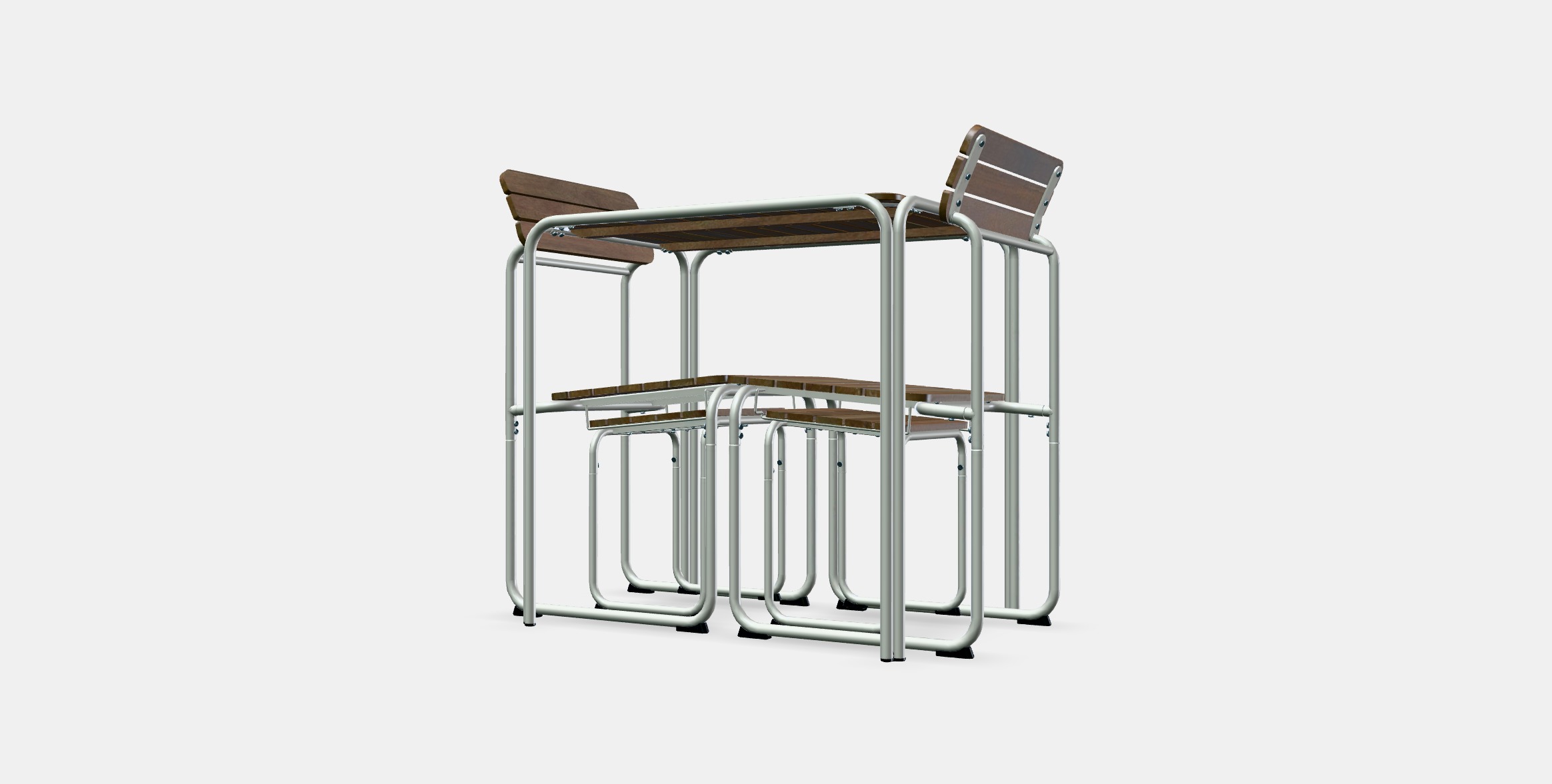 FURUON dining table with 2 chairs  2 stools Low-poly 3D model_11