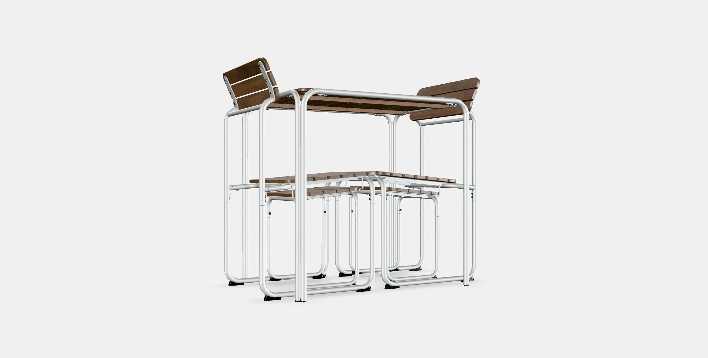 FURUON dining table with 2 chairs  2 stools Low-poly 3D model_16