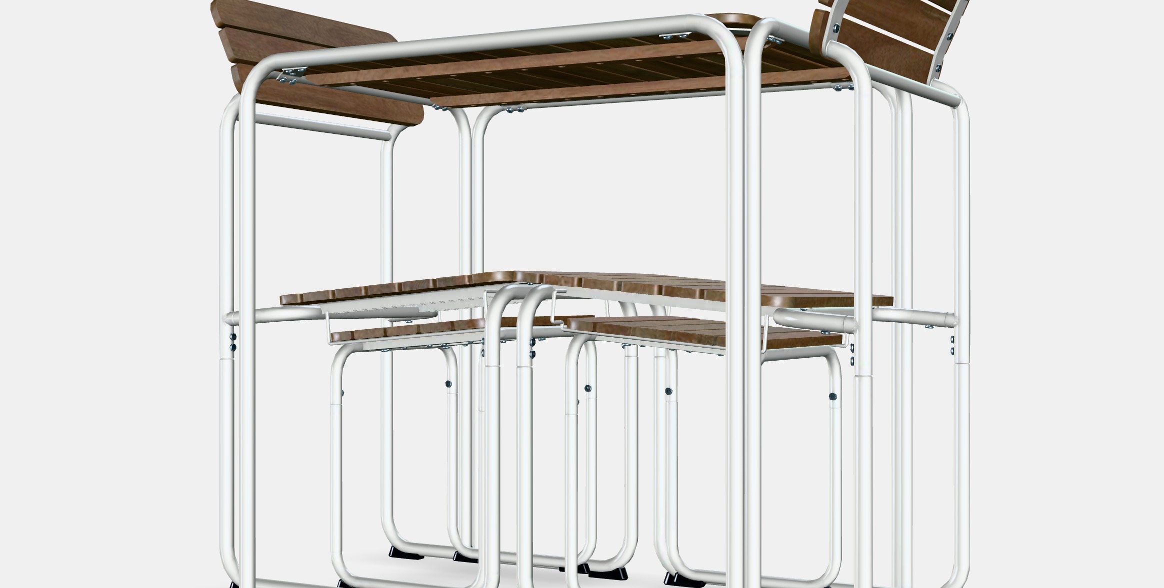 FURUON dining table with 2 chairs  2 stools Low-poly 3D model_5