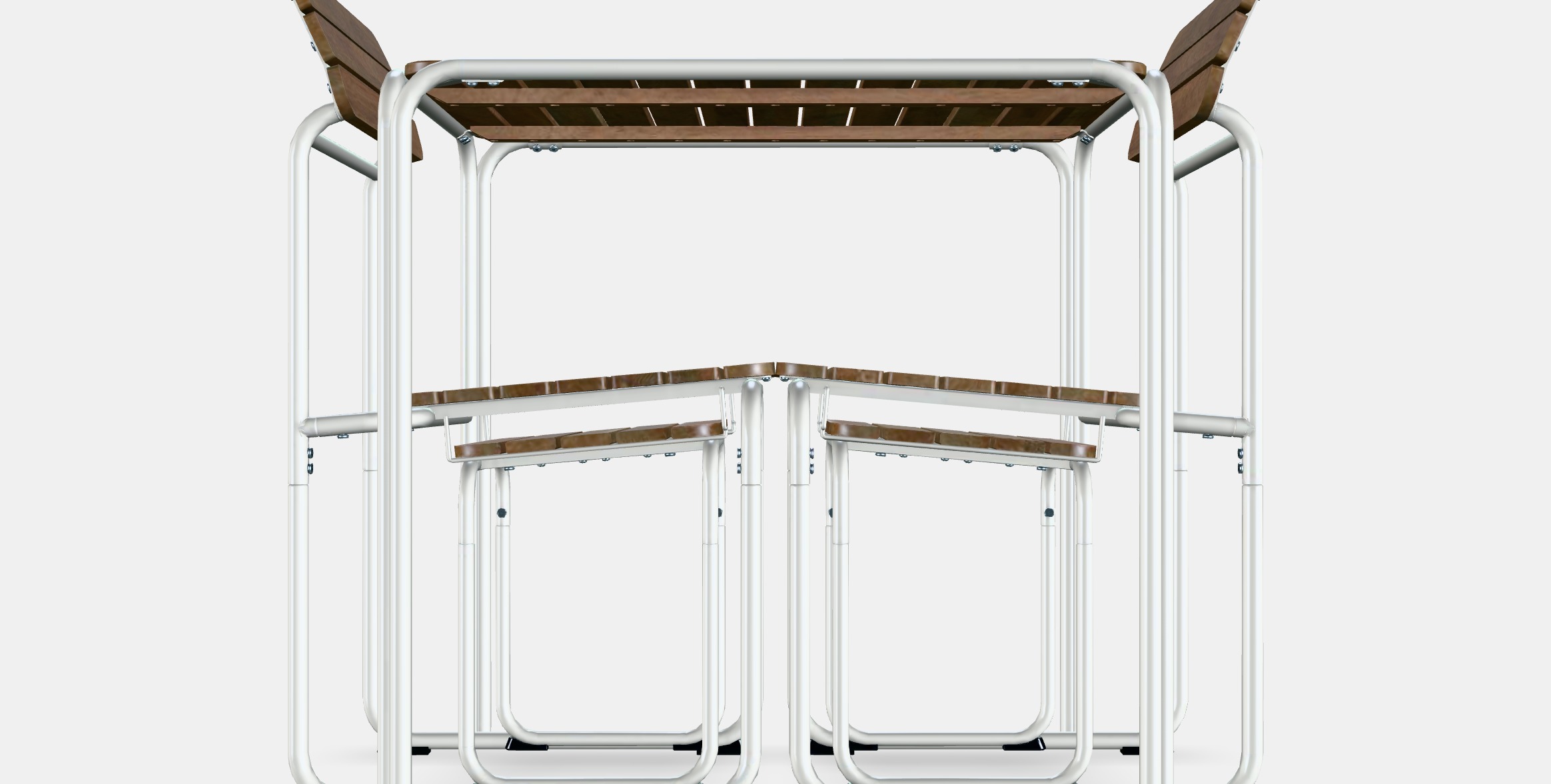 FURUON dining table with 2 chairs  2 stools Low-poly 3D model_15