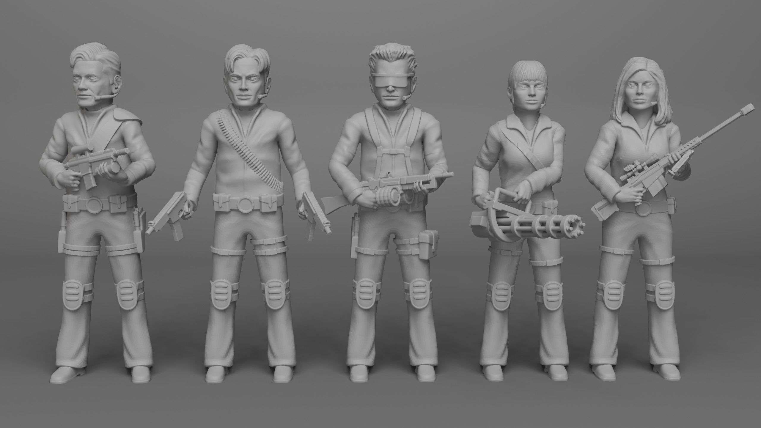 The Team America Military Outfit plus two characters pack 3D print model_1