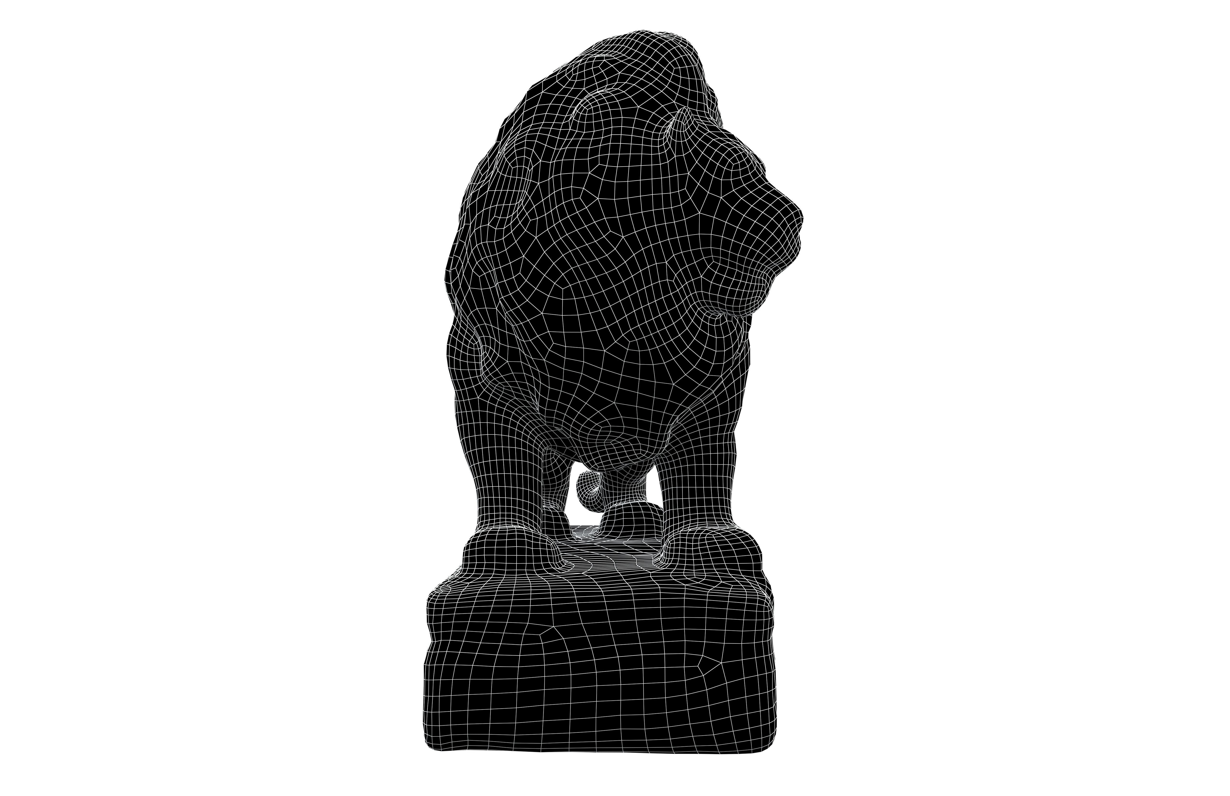 Lion Rock Statue v1 001 Low-poly 3D model_6