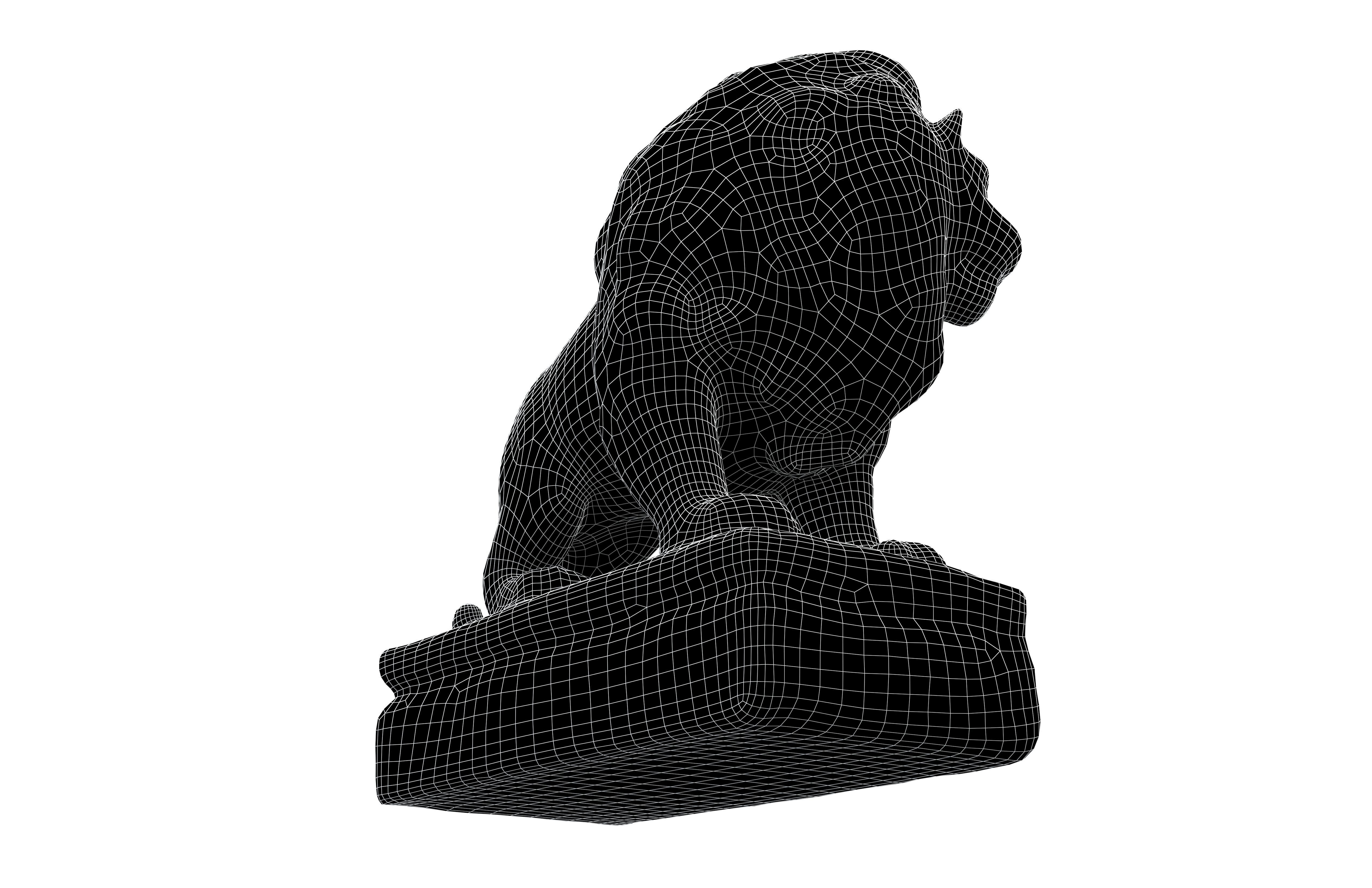 Lion Rock Statue v1 001 Low-poly 3D model_4