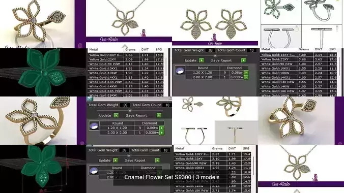 Enamel Flower Set S2300