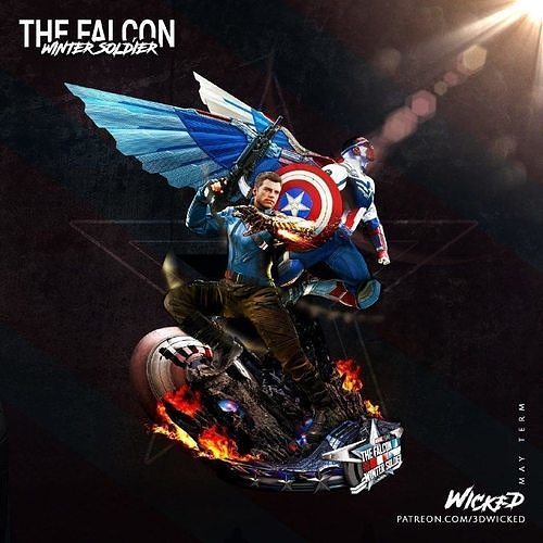 Wicked May Base Diorama Winter Soldier and Falcon 3D print model