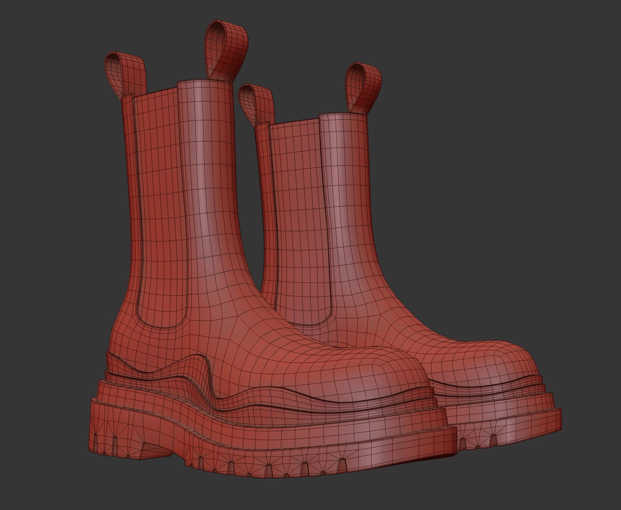 BOTTEGA VENETA THE TIRE BOOTS V2 Game-Ready Low-poly 3D model_11
