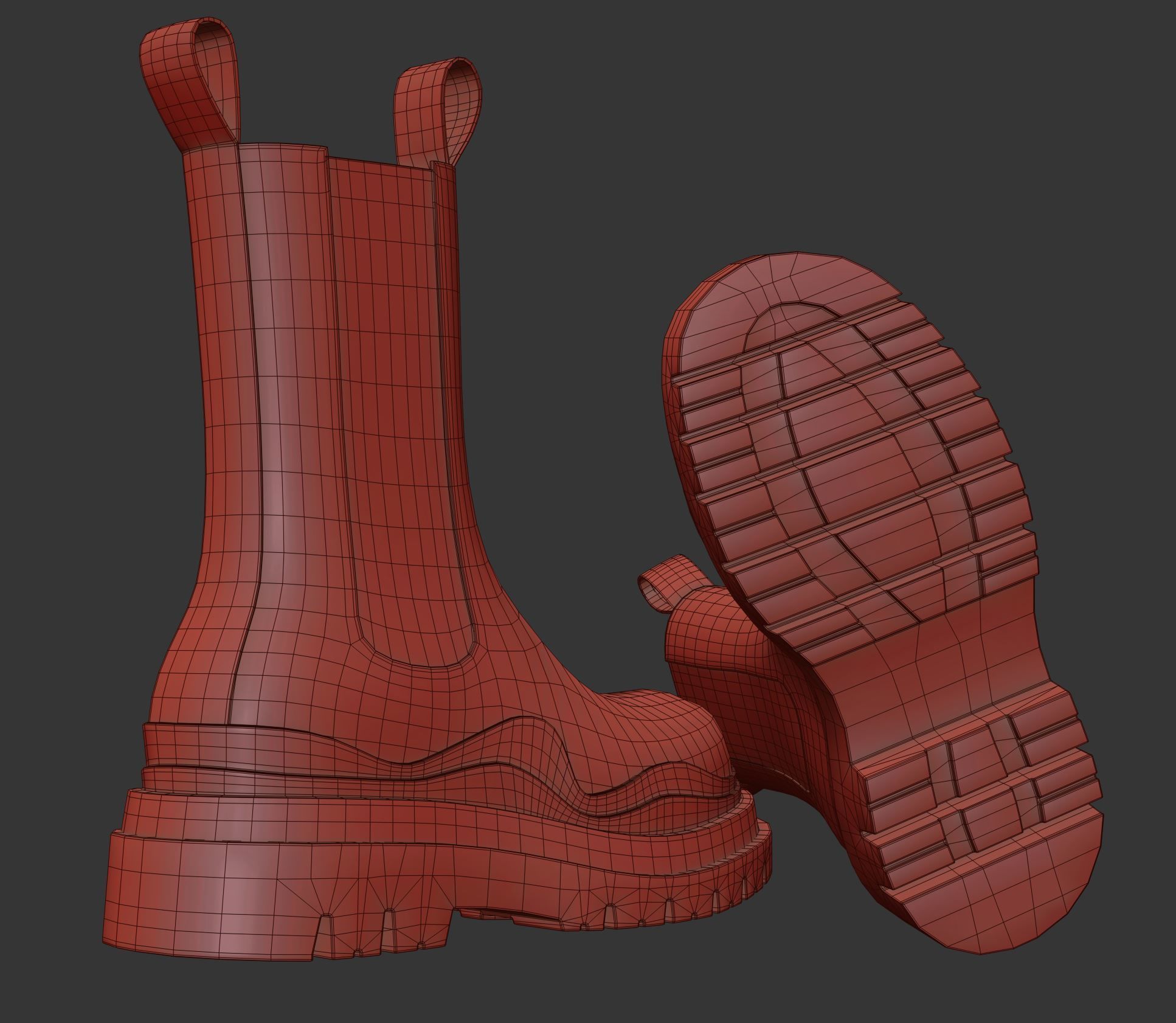 BOTTEGA VENETA THE TIRE BOOTS V2 Game-Ready Low-poly 3D model_10