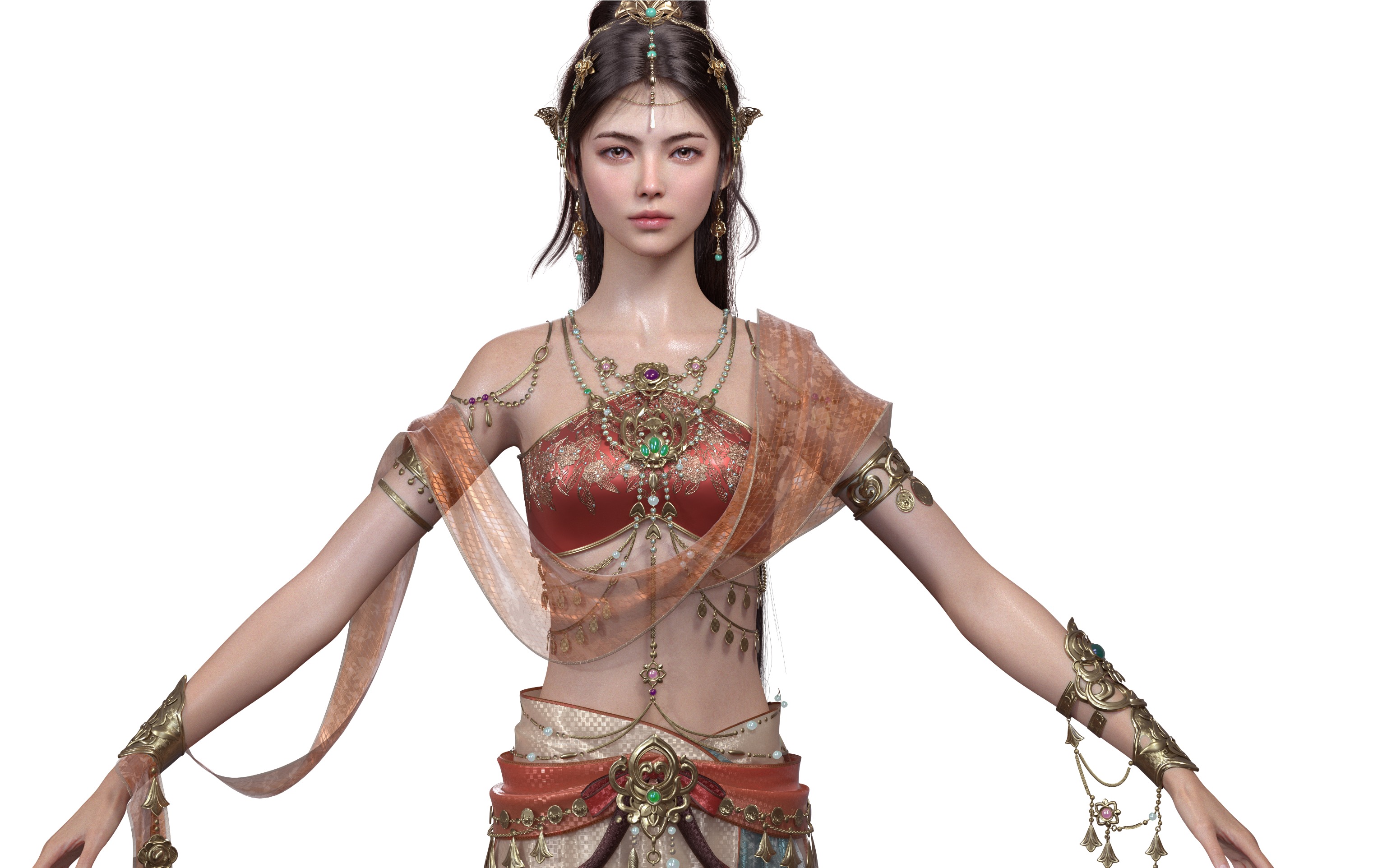 Chinese Girl Dunhuang Flying Sky Y226 3D model 3D model_13