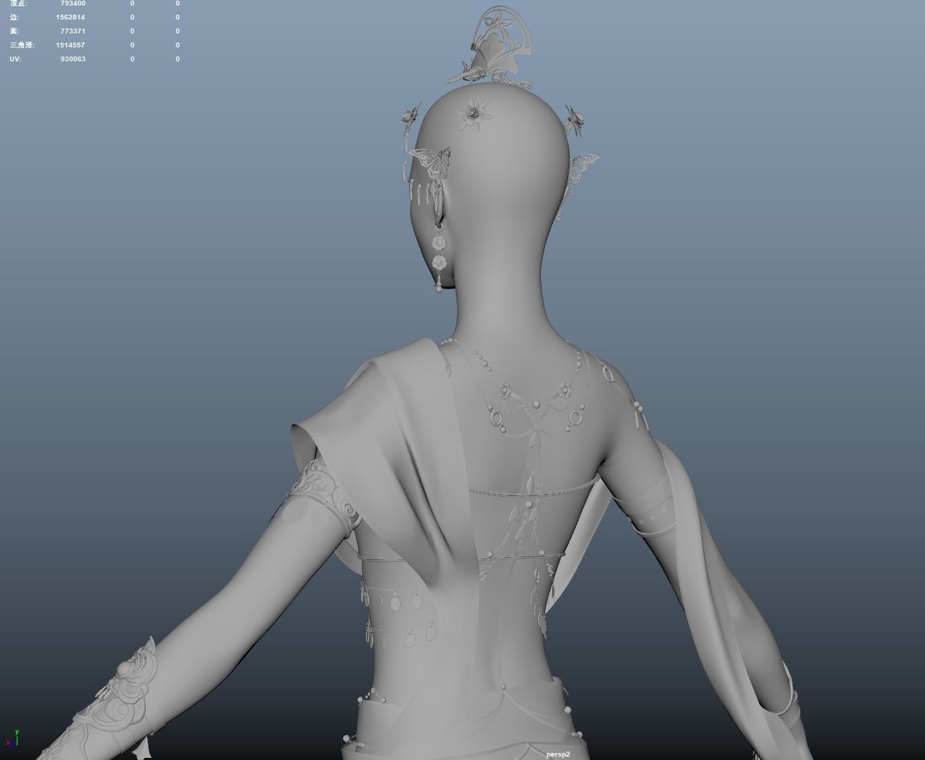 Chinese Girl Dunhuang Flying Sky Y226 3D model 3D model_27