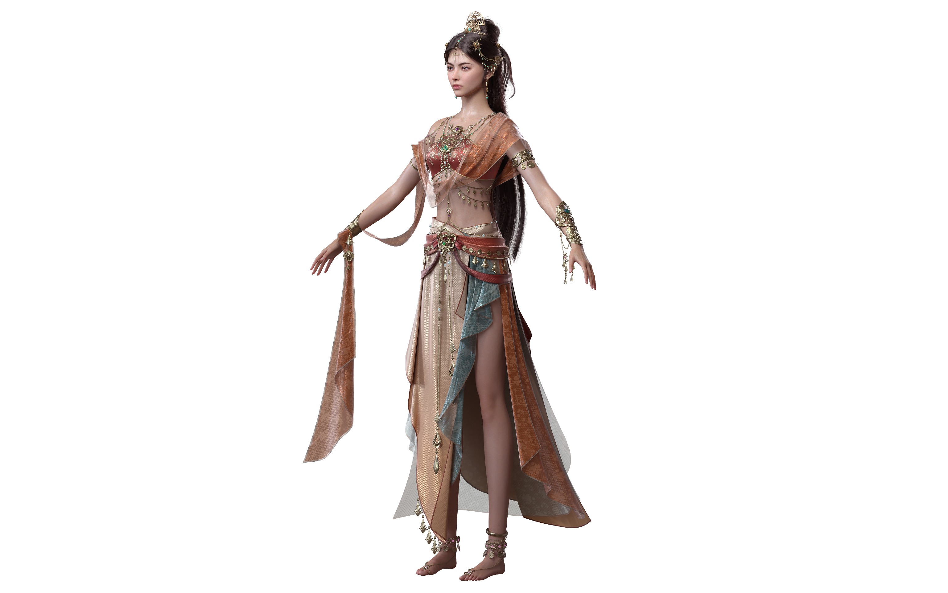 Chinese Girl Dunhuang Flying Sky Y226 3D model 3D model_17