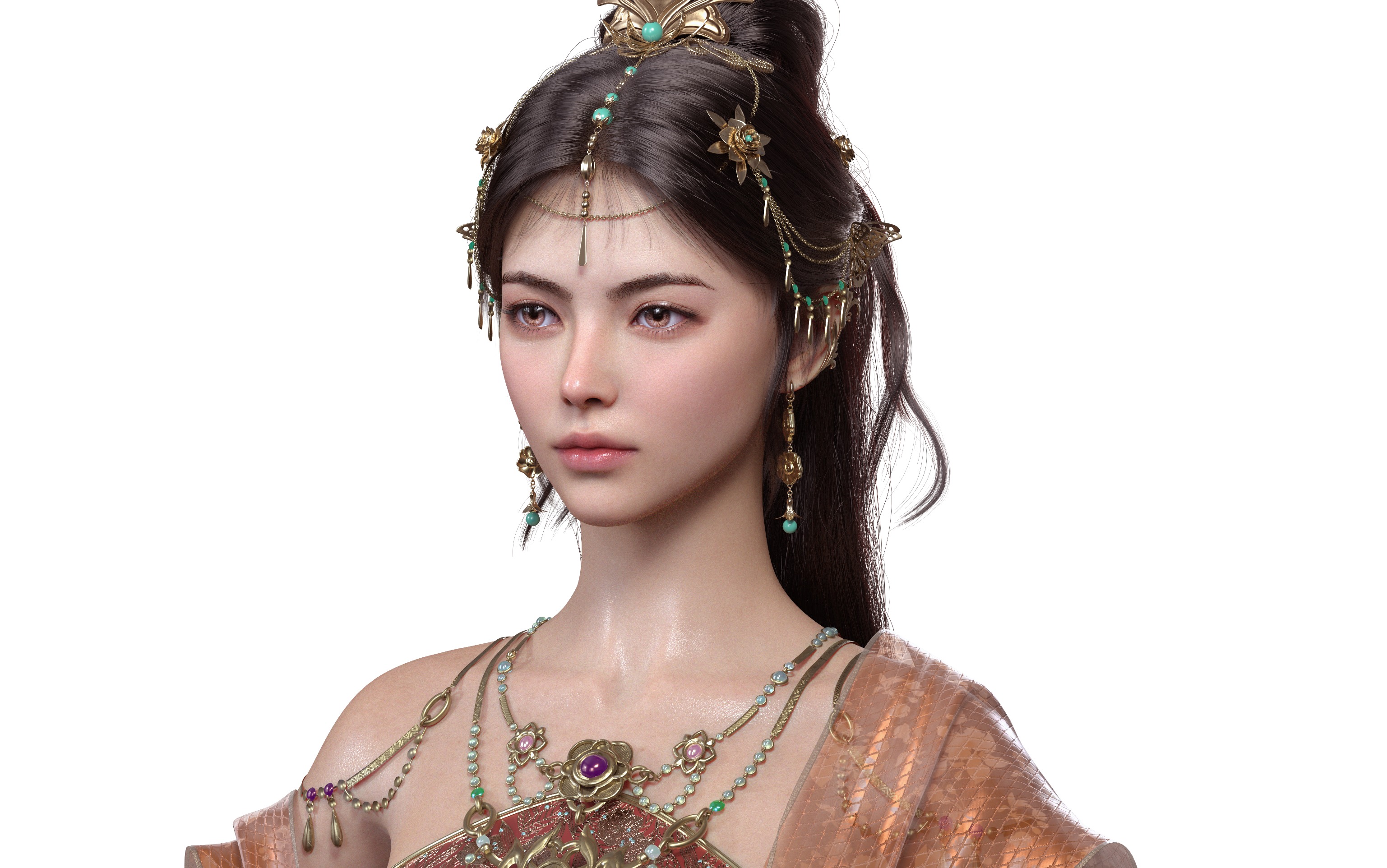 Chinese Girl Dunhuang Flying Sky Y226 3D model 3D model_5