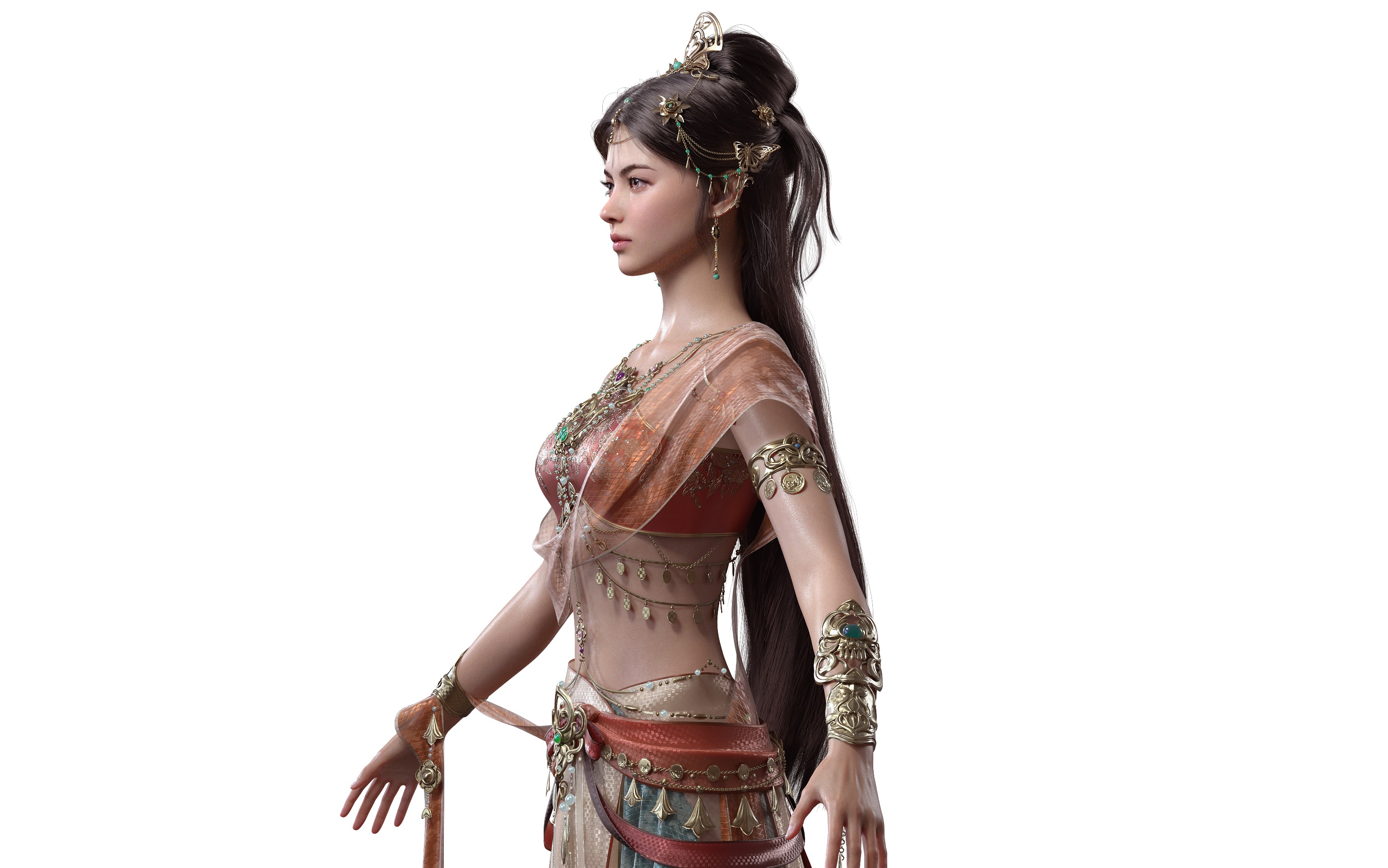 Chinese Girl Dunhuang Flying Sky Y226 3D model 3D model_10