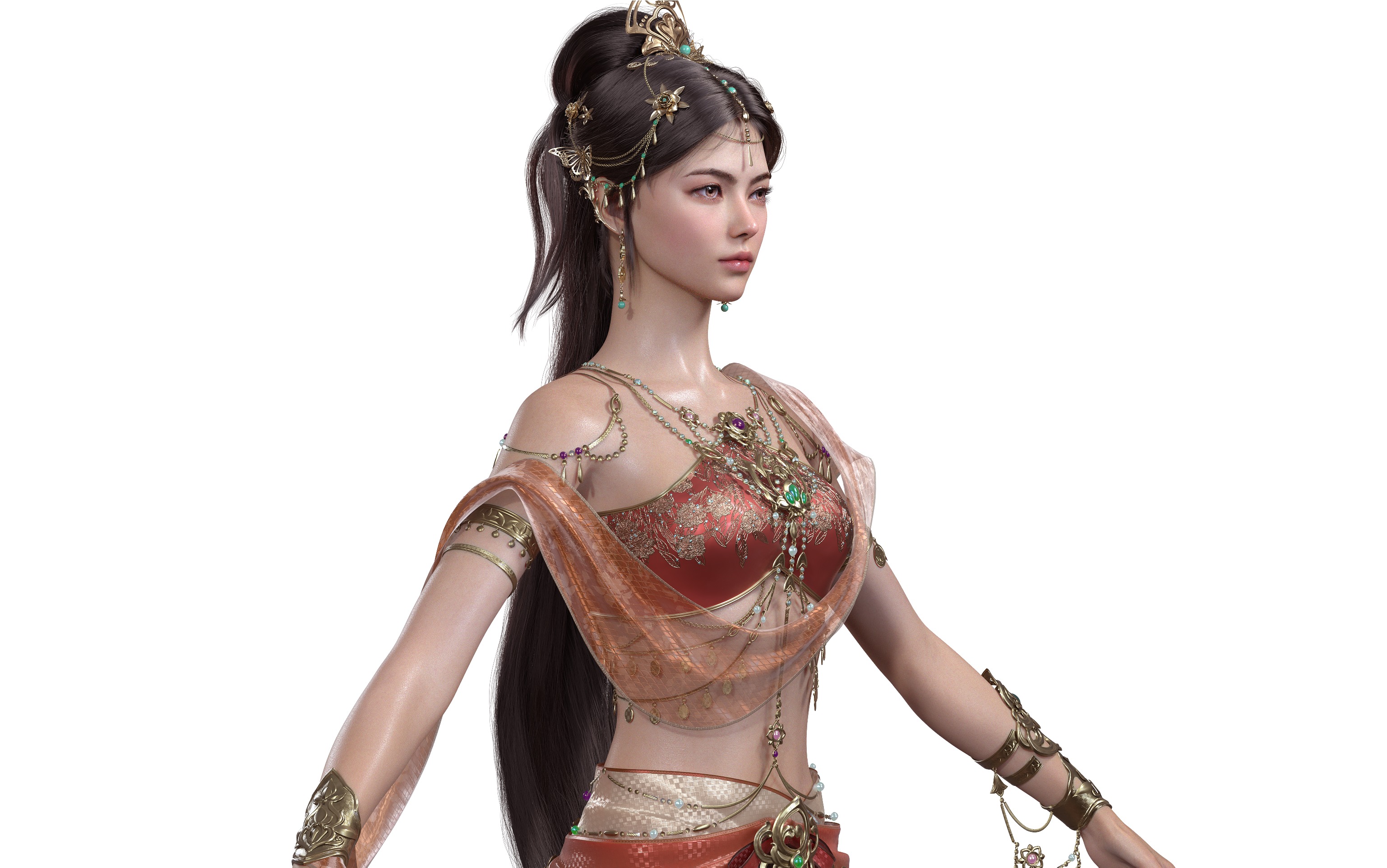 Chinese Girl Dunhuang Flying Sky Y226 3D model 3D model_11