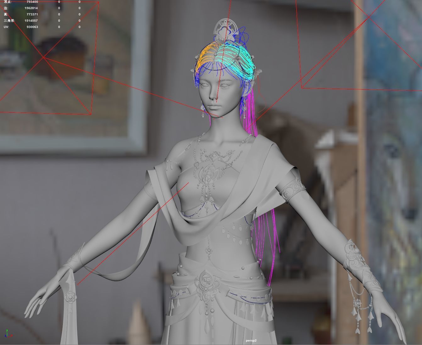 Chinese Girl Dunhuang Flying Sky Y226 3D model 3D model_31