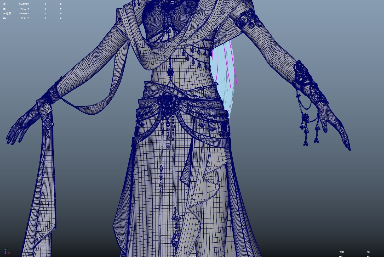 Chinese Girl Dunhuang Flying Sky Y226 3D model 3D model_34