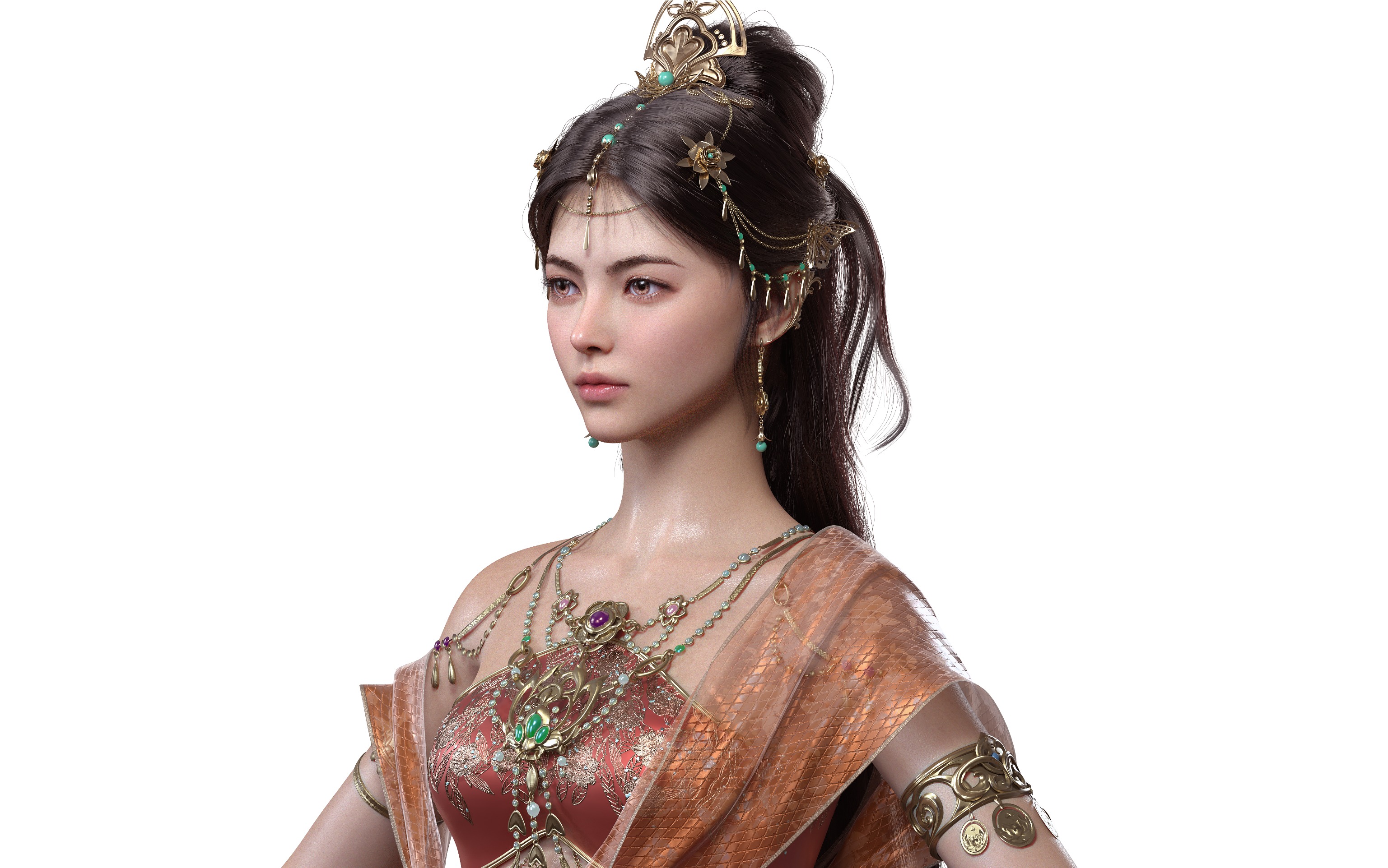 Chinese Girl Dunhuang Flying Sky Y226 3D model 3D model_7