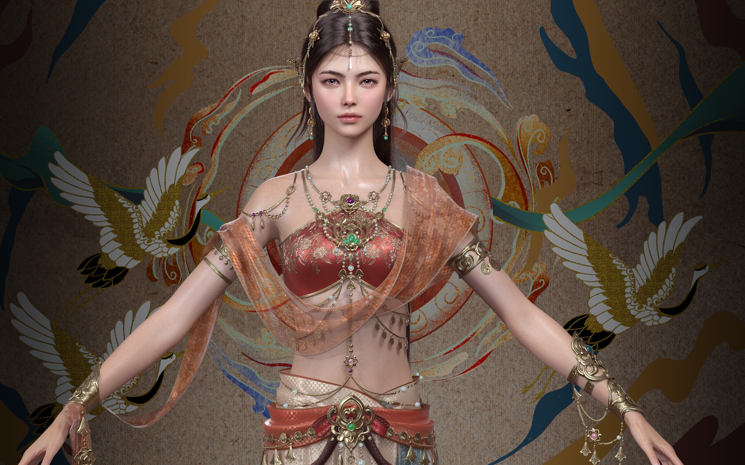 Chinese Girl Dunhuang Flying Sky Y226 3D model 3D model_14