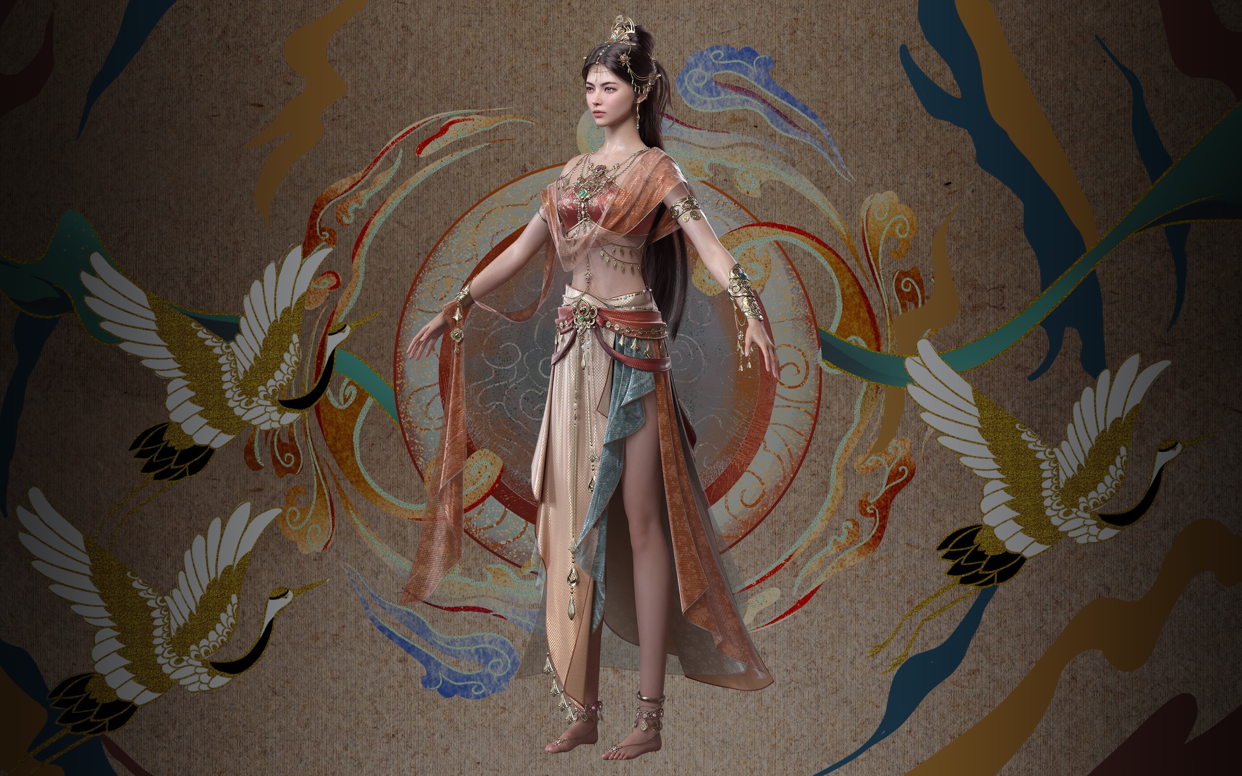 Chinese Girl Dunhuang Flying Sky Y226 3D model 3D model_22