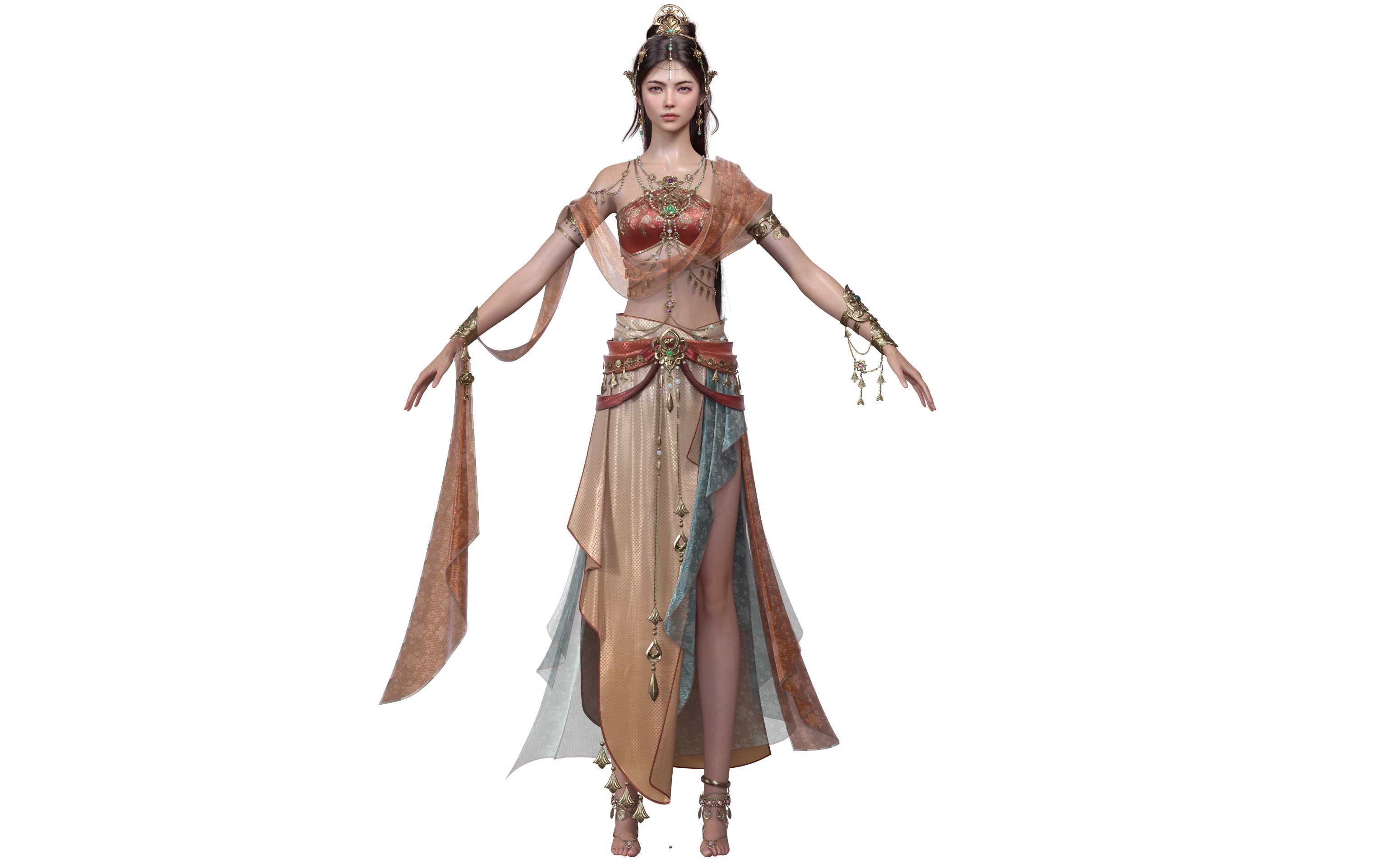 Chinese Girl Dunhuang Flying Sky Y226 3D model 3D model_20
