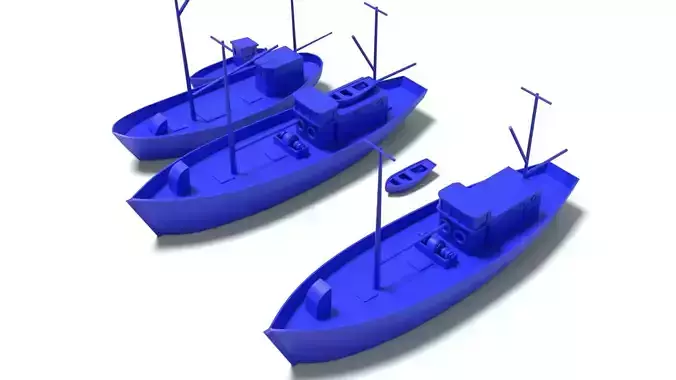 Three simple fishing boats