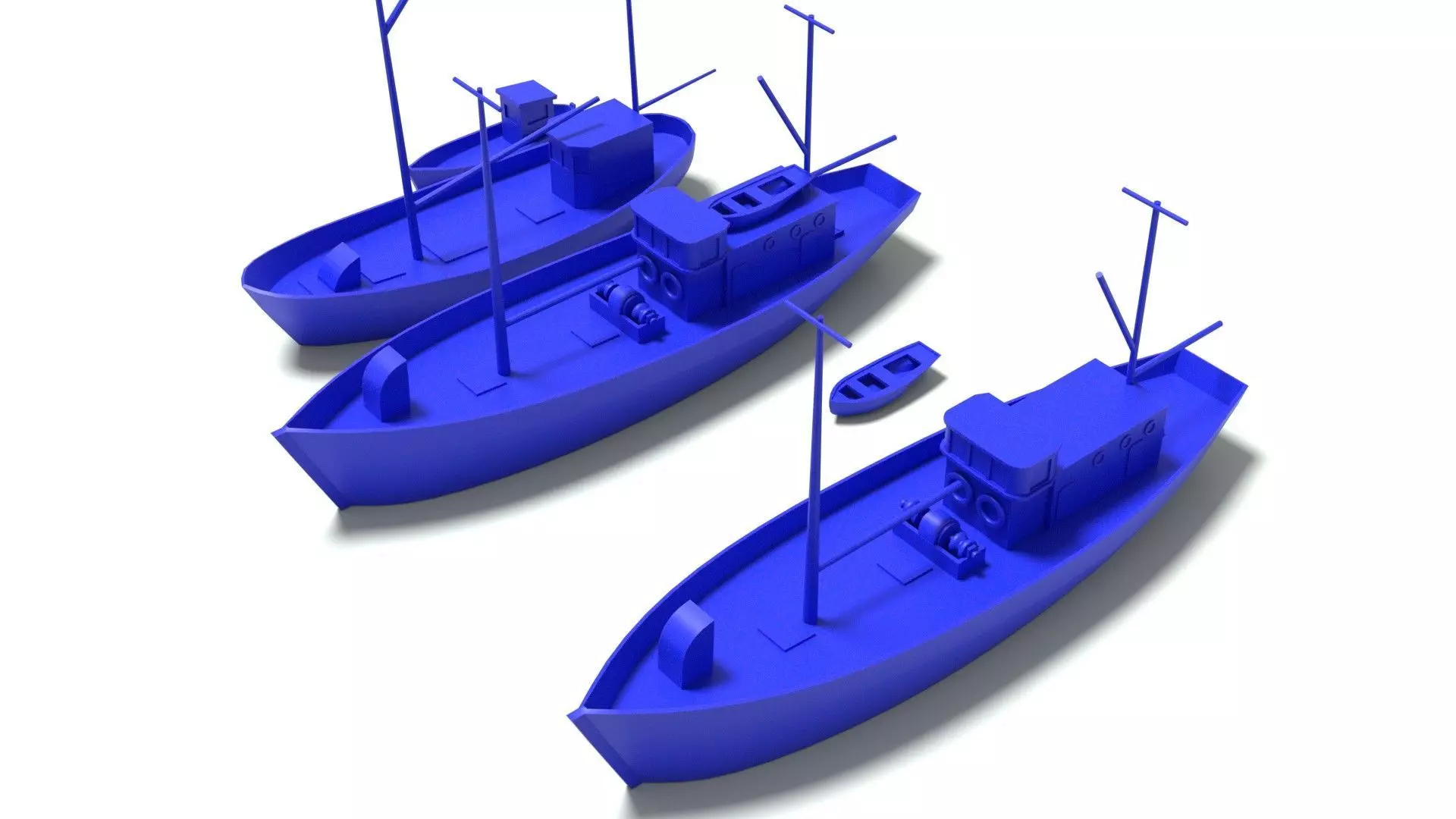 Three simple fishing boats 3D print model