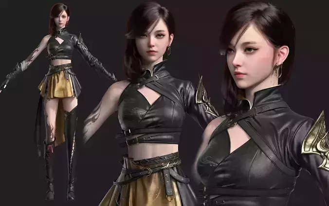 Chinese Girl AsianGirl Y391 3D model 3D model