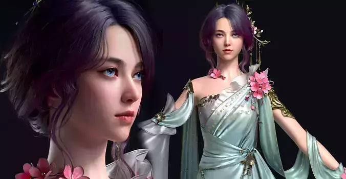 Chinese Girl AsianGirl Y044 3D model 3D model