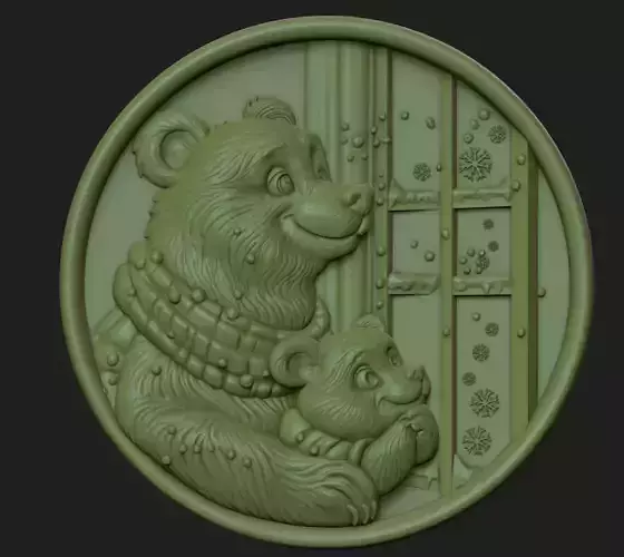 Bears welcome Winter Relief Sculpt 3D print model