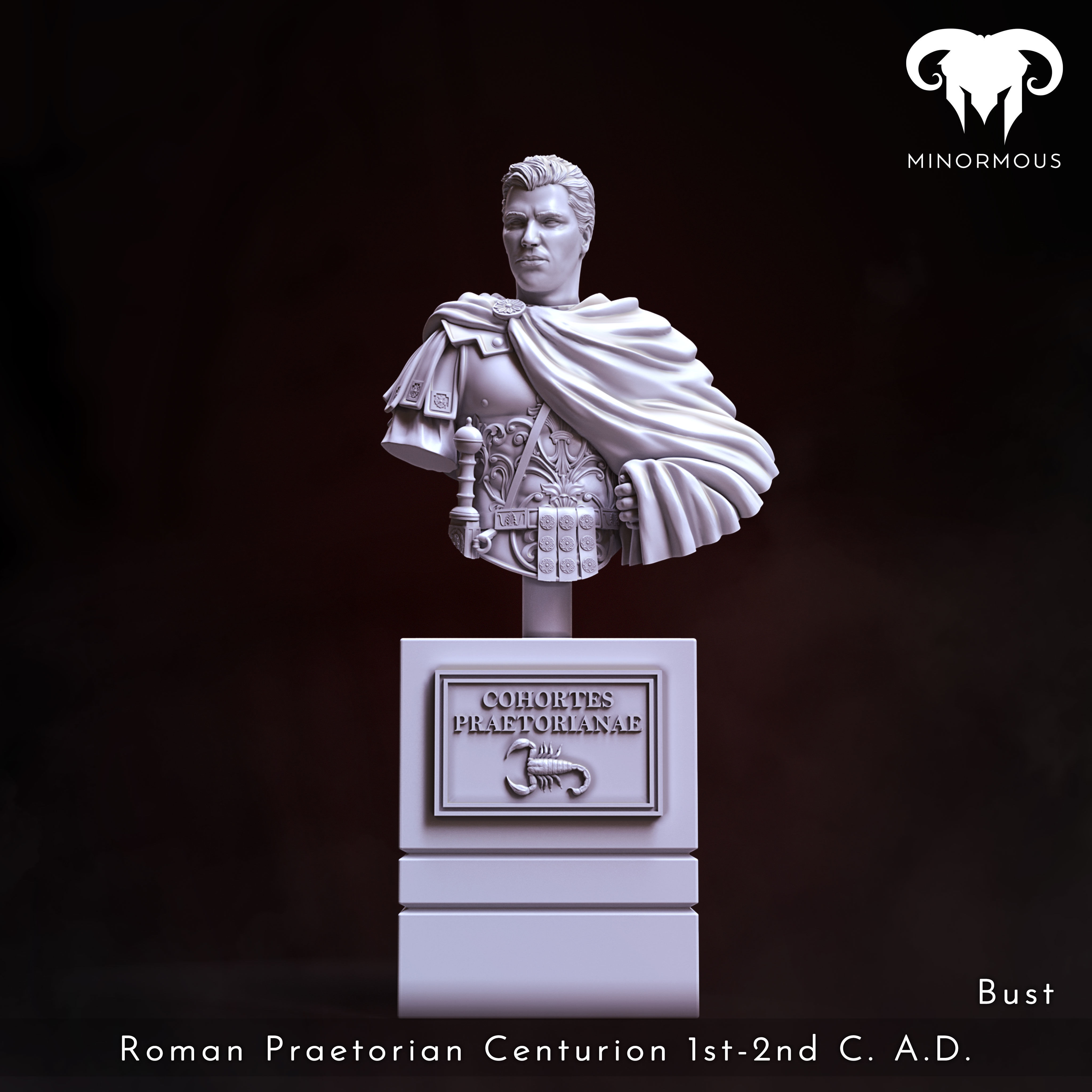 Bust - Roman Praetorian Centurion 1st-2nd C AD in Charge 3D print model_3