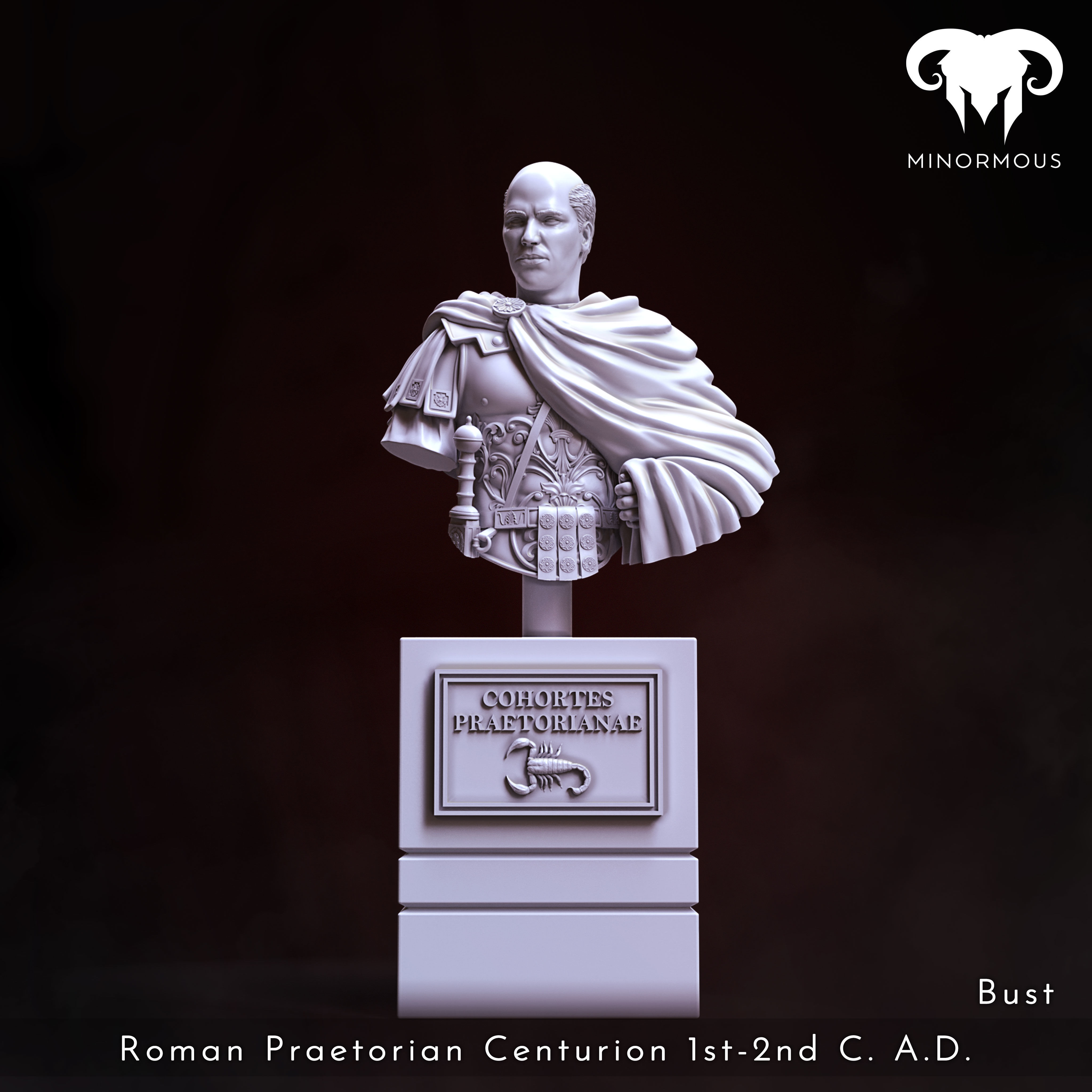 Bust - Roman Praetorian Centurion 1st-2nd C AD in Charge 3D print model_4