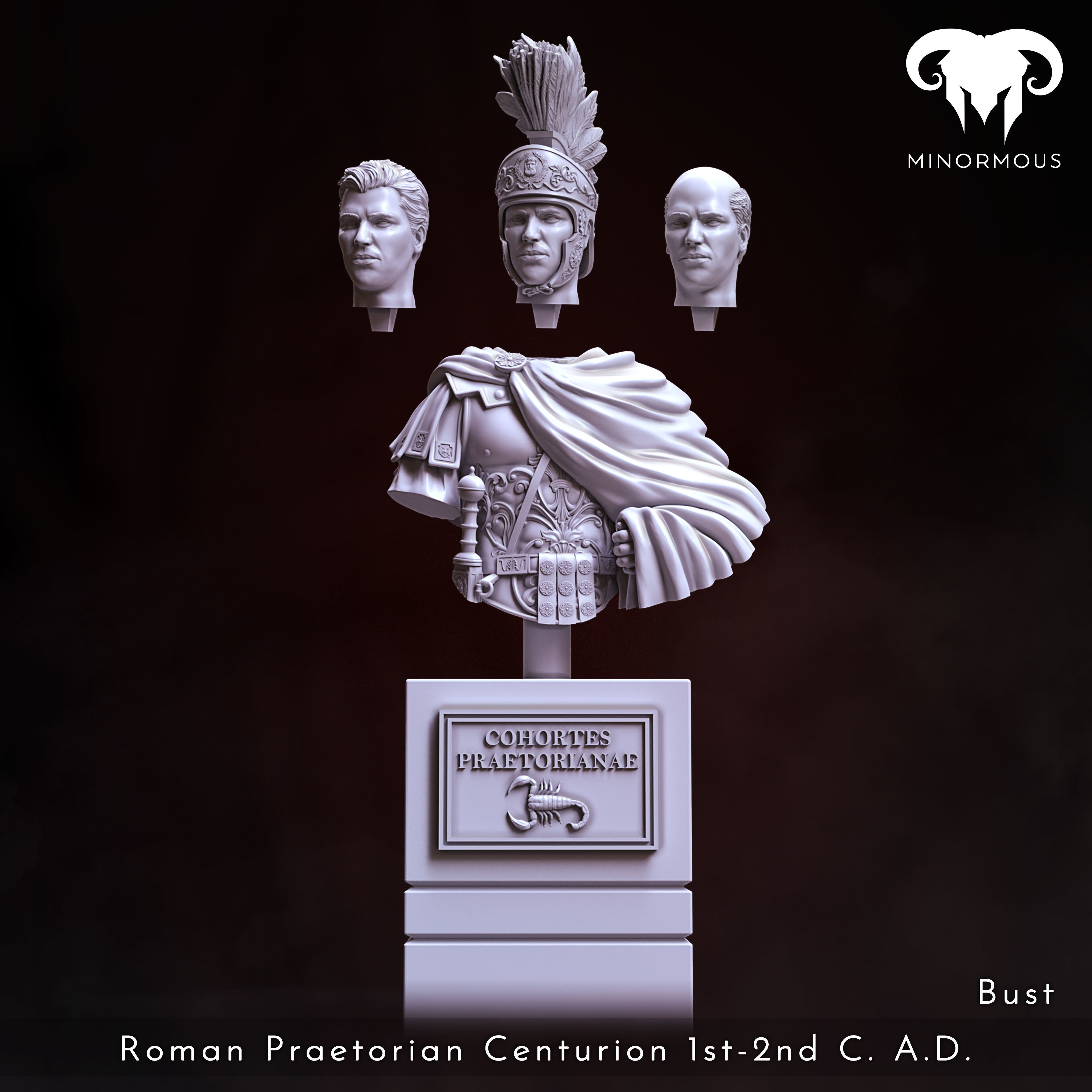 Bust - Roman Praetorian Centurion 1st-2nd C AD in Charge 3D print model_1