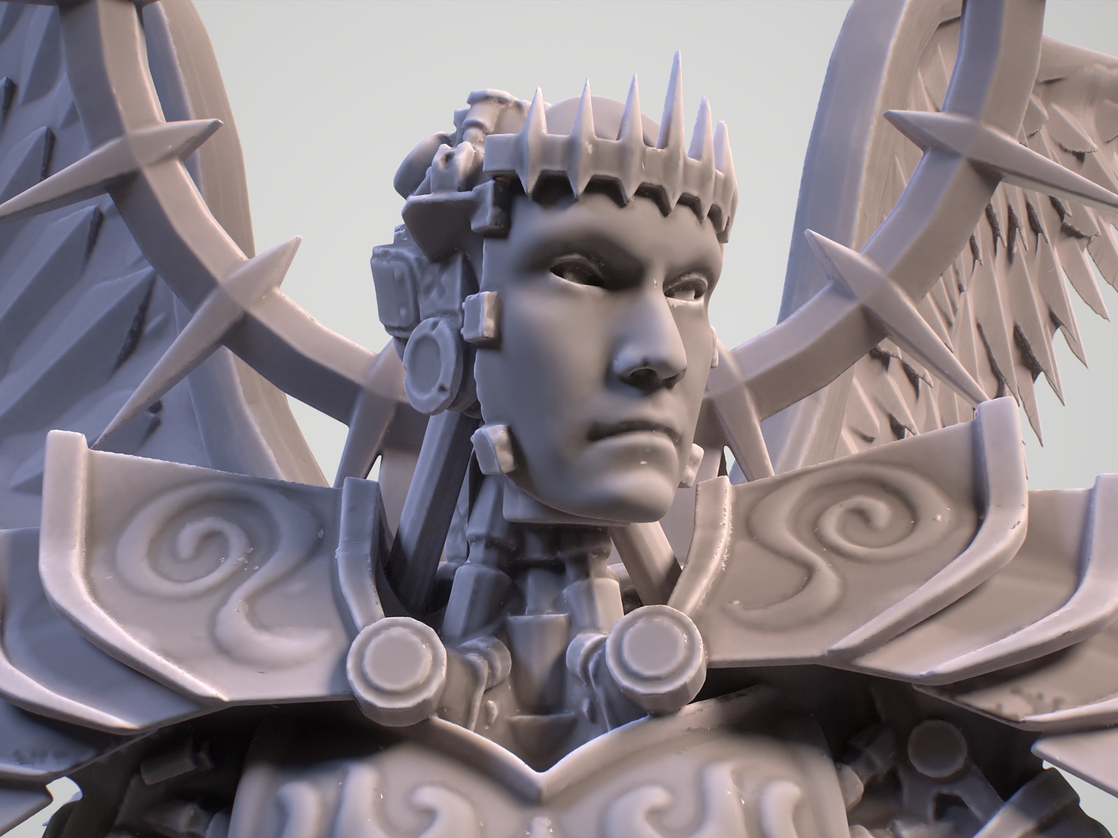 Mechanical angel robot miniature 3D print model_8