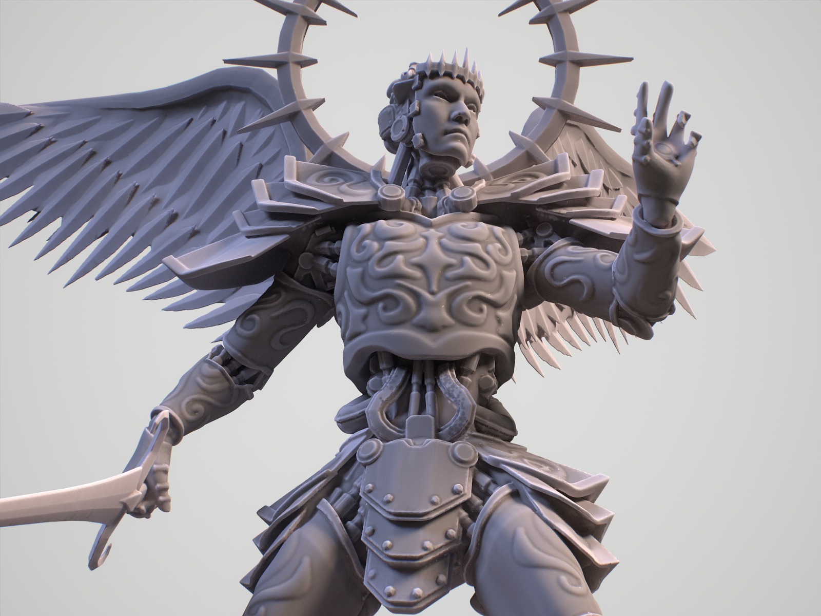 Mechanical angel robot miniature 3D print model_7