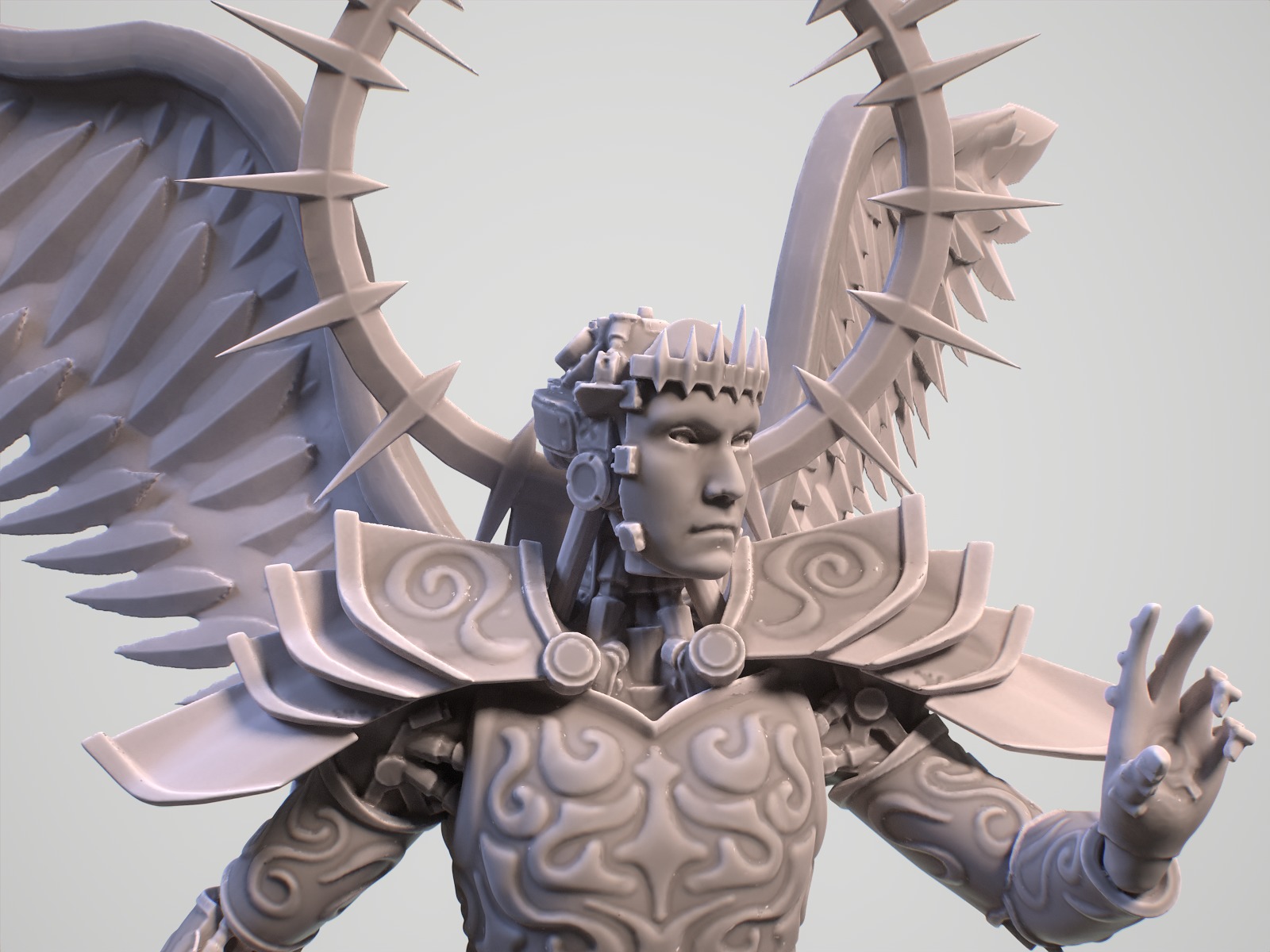 Mechanical angel robot miniature 3D print model_6