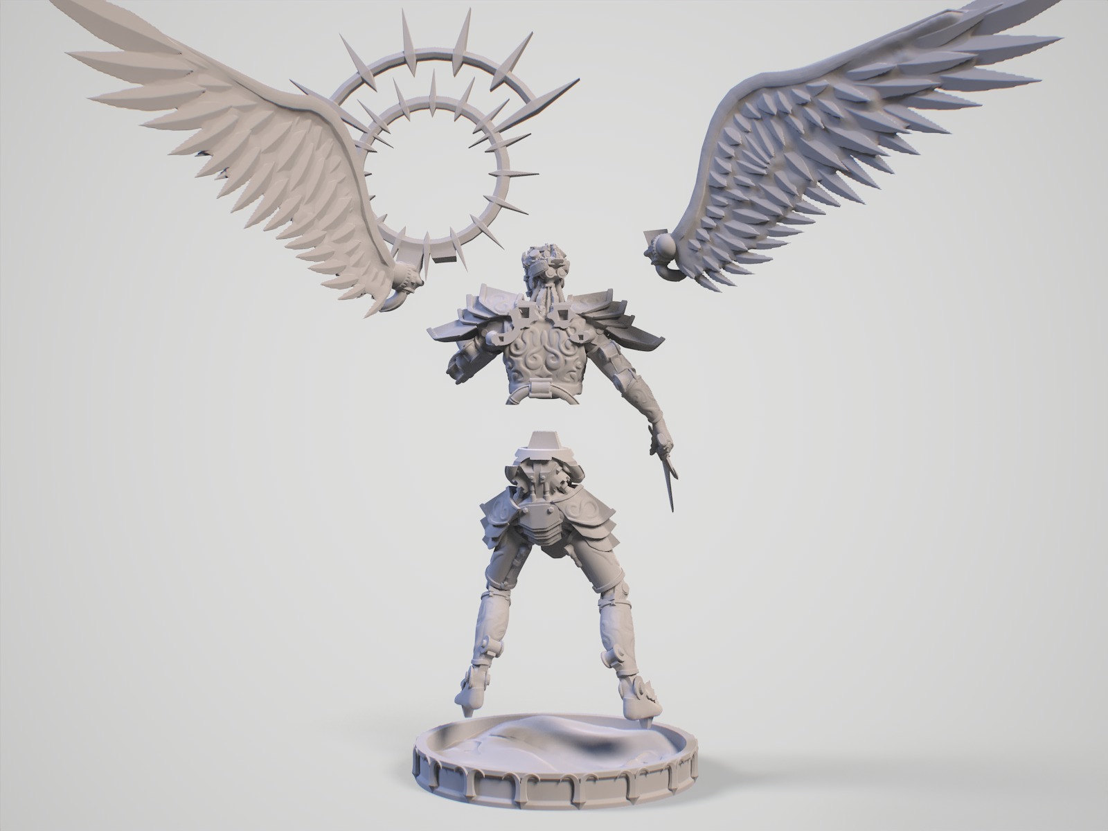 Mechanical angel robot miniature 3D print model_21