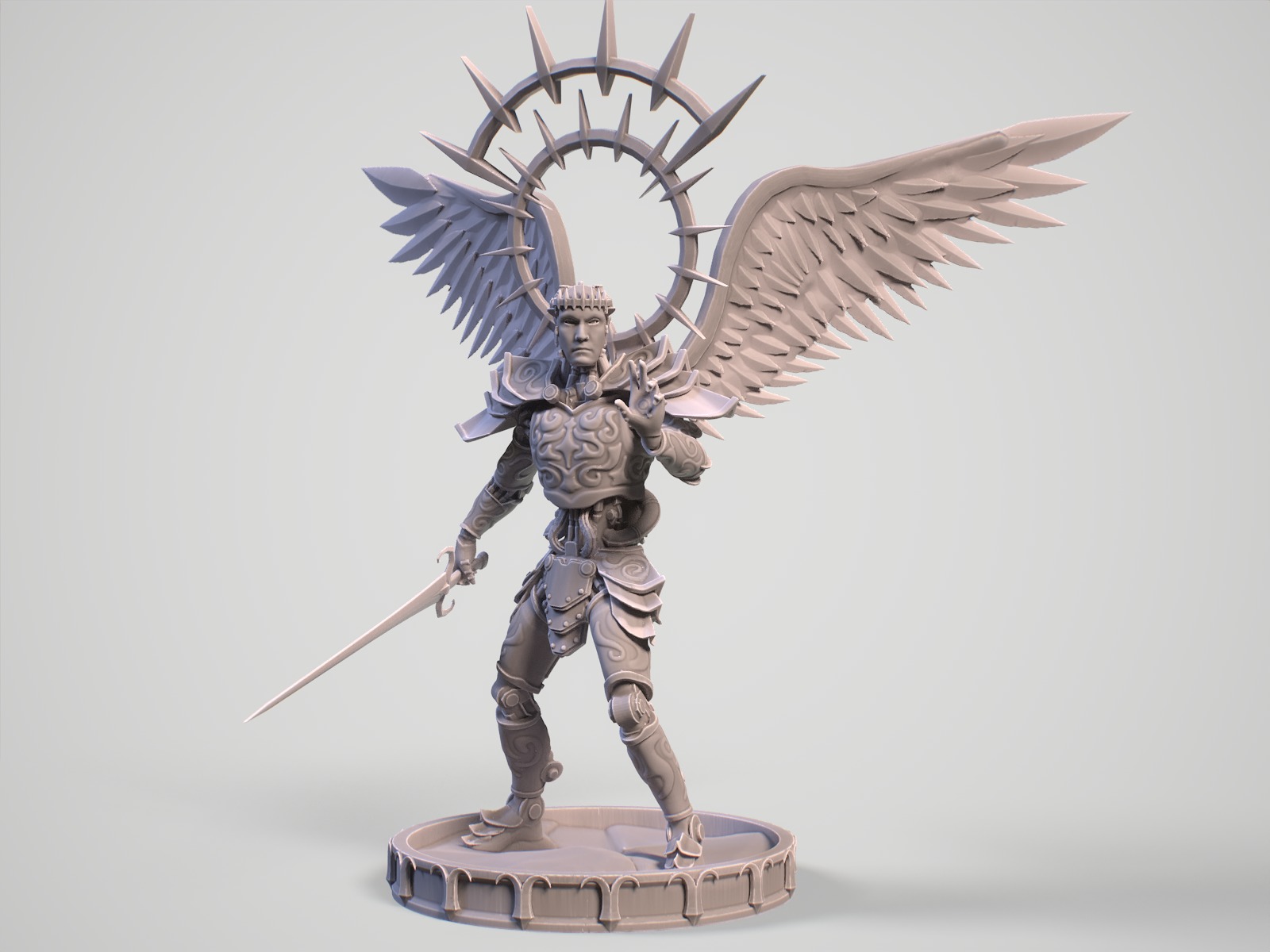 Mechanical angel robot miniature 3D print model_3