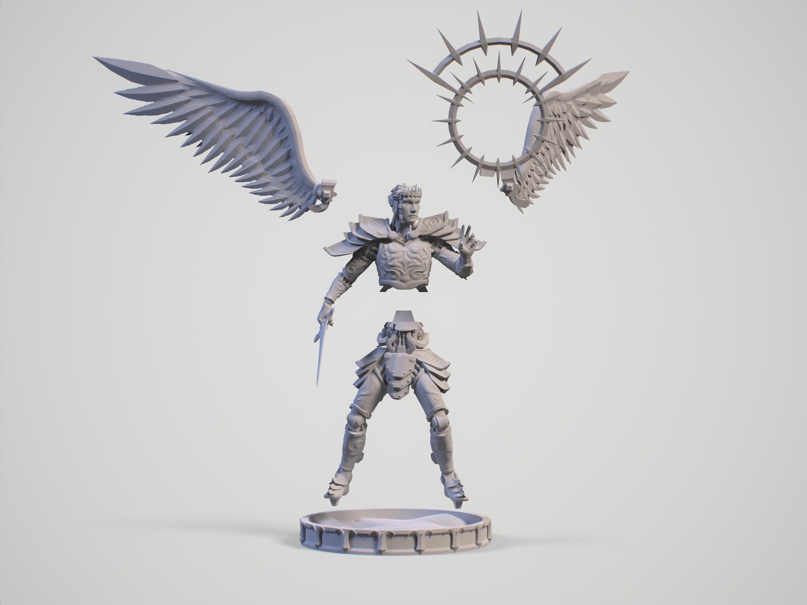 Mechanical angel robot miniature 3D print model_20