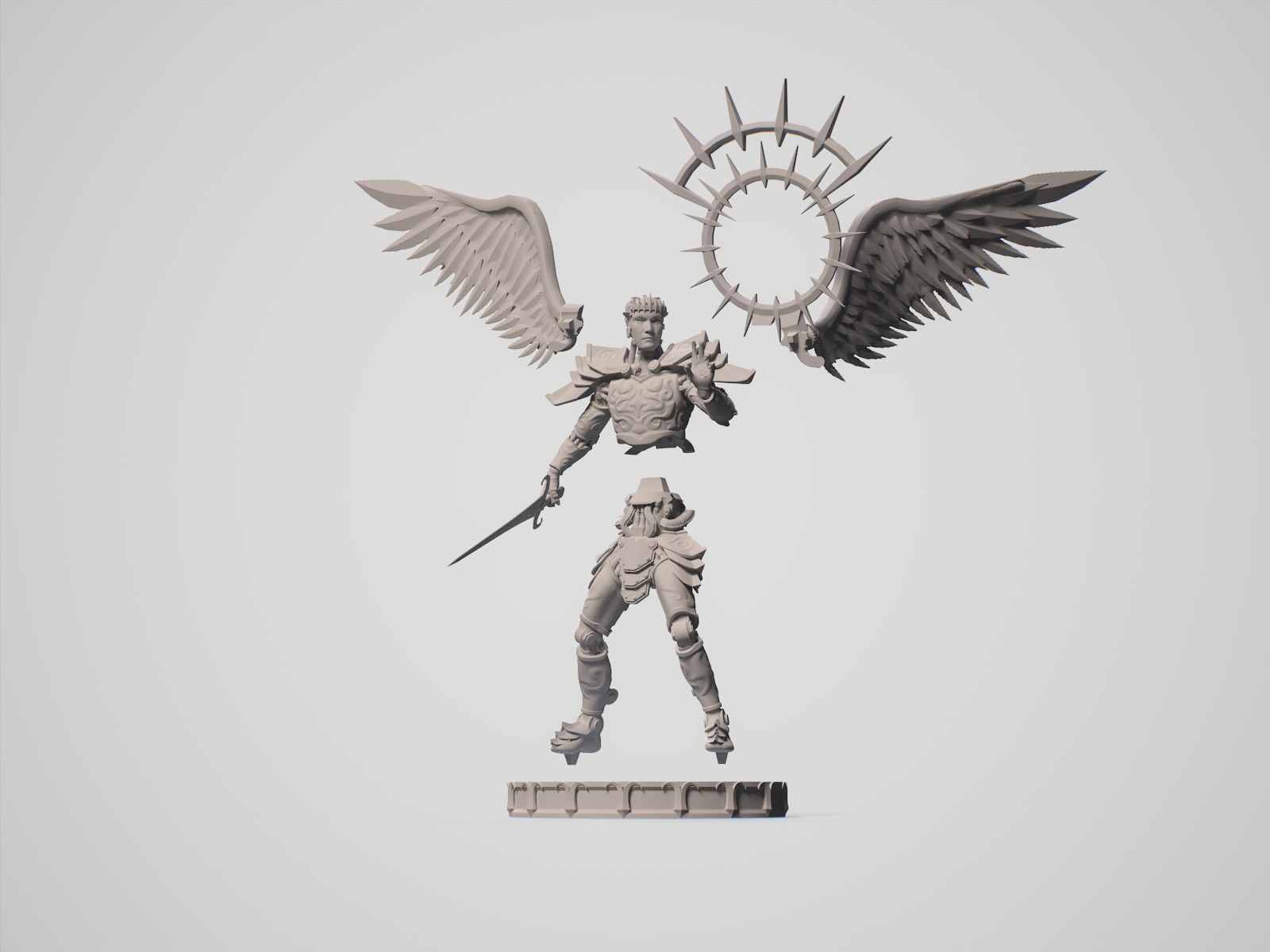 Mechanical angel robot miniature 3D print model_13