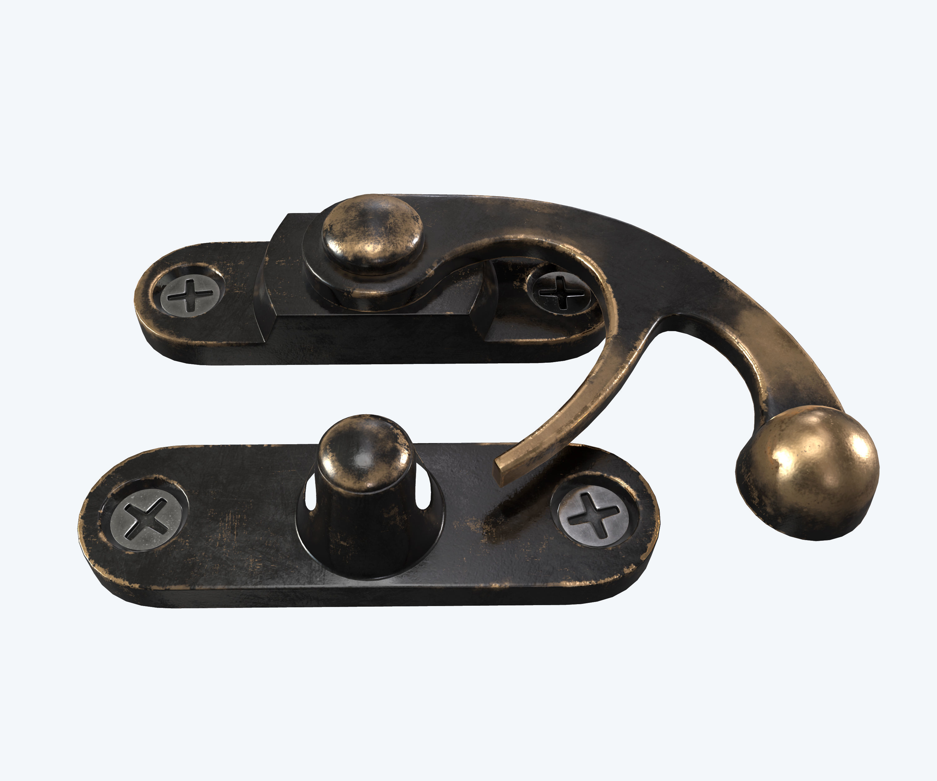 Metal latch for drawers and boxes Low-poly 3D model_5
