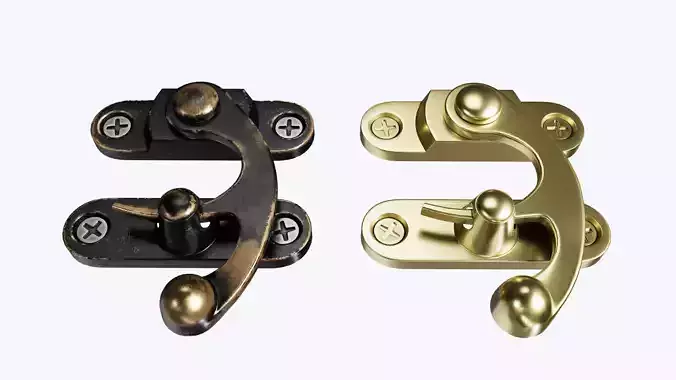 Metal  latch for drawers and boxes Low-poly 3D model
