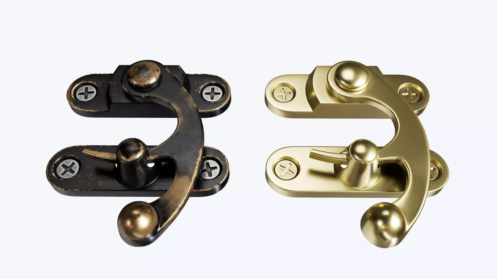 Metal latch for drawers and boxes Low-poly 3D model_0