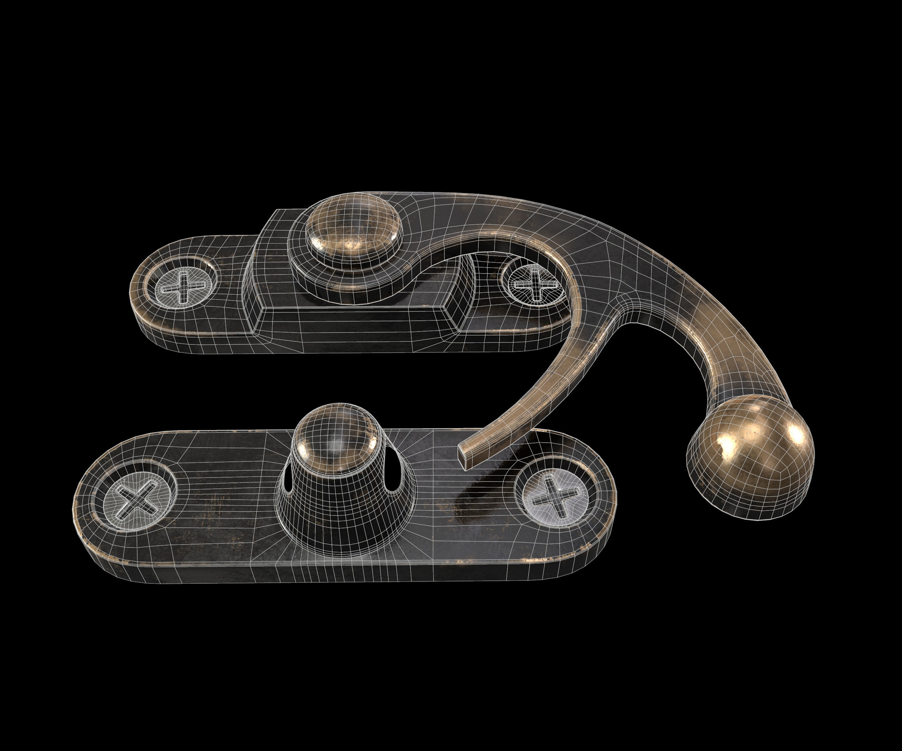 Metal latch for drawers and boxes Low-poly 3D model_11