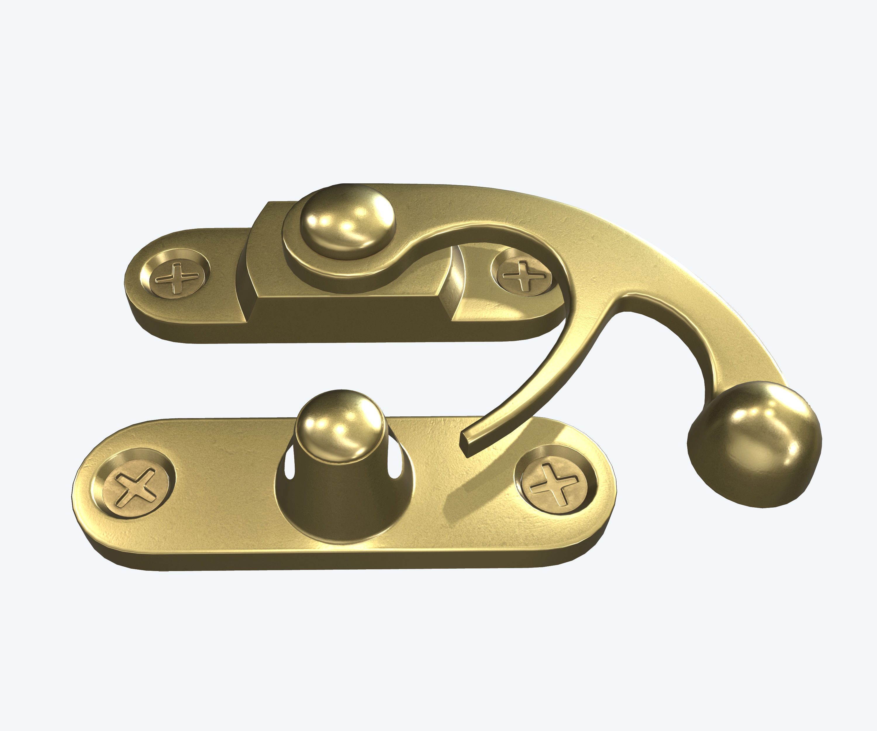 Metal latch for drawers and boxes Low-poly 3D model_10