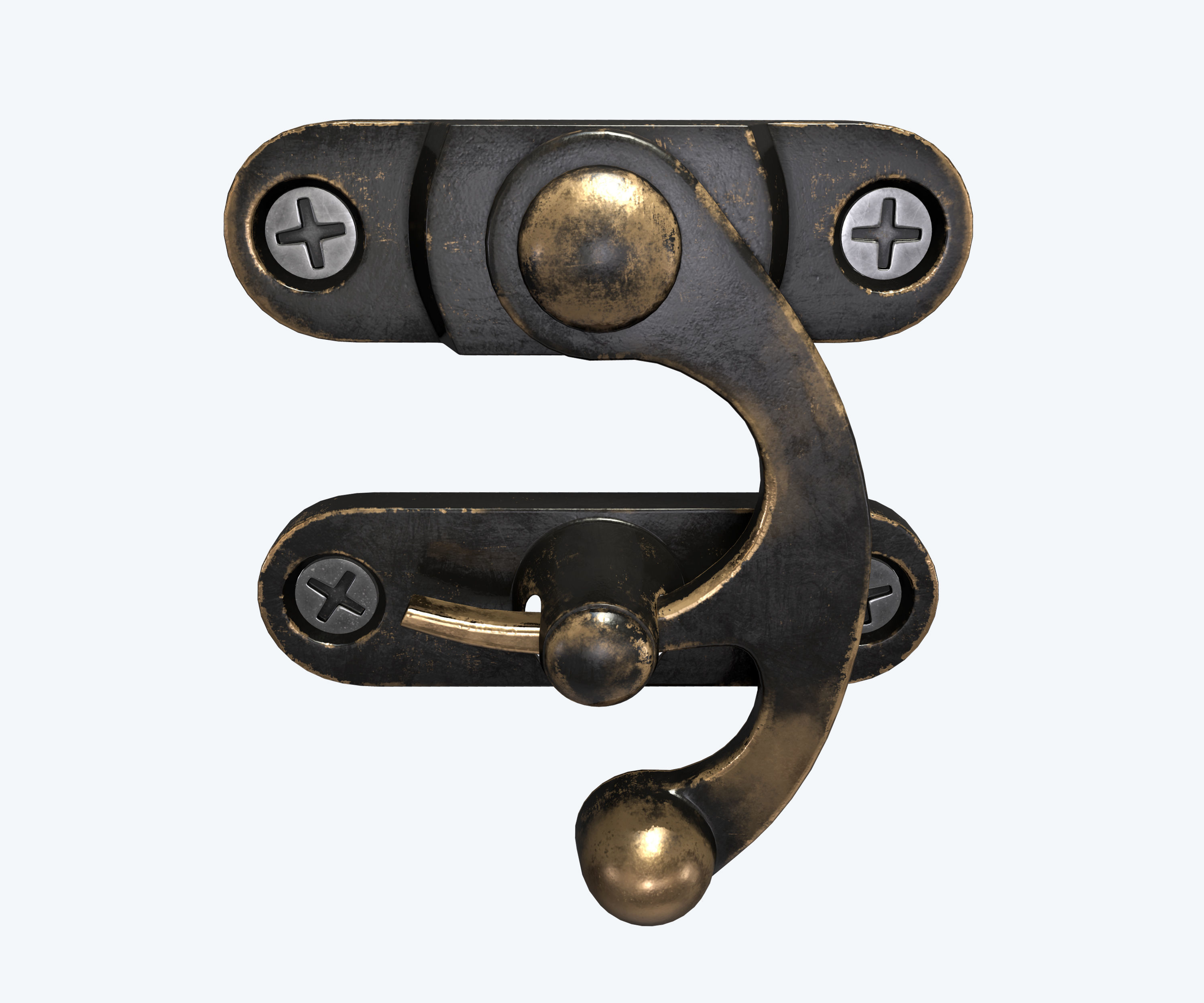 Metal latch for drawers and boxes Low-poly 3D model_1