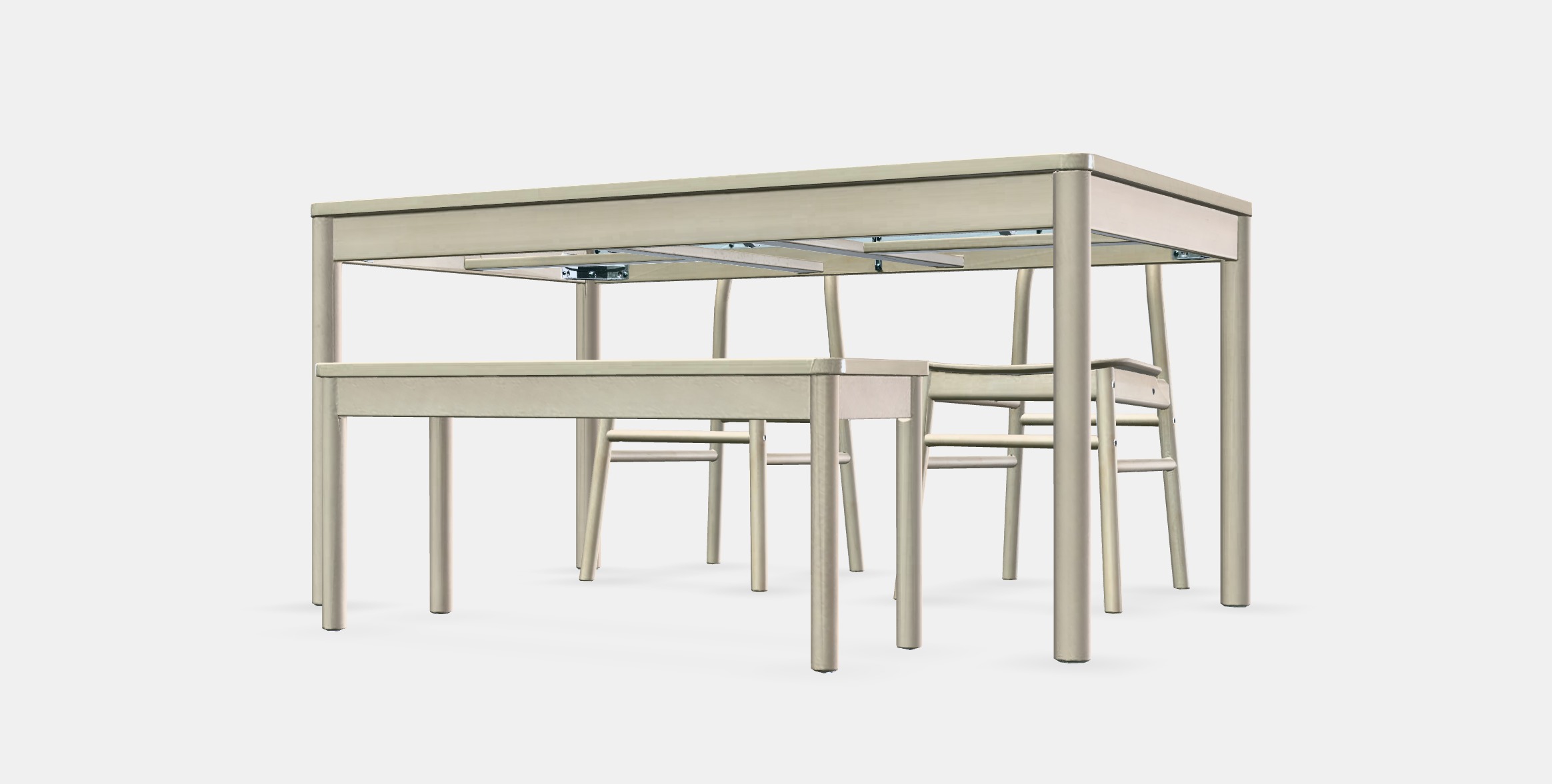 RONNINGE - RONNINGE Table with 2 chairs and bench Low-poly 3D model_13