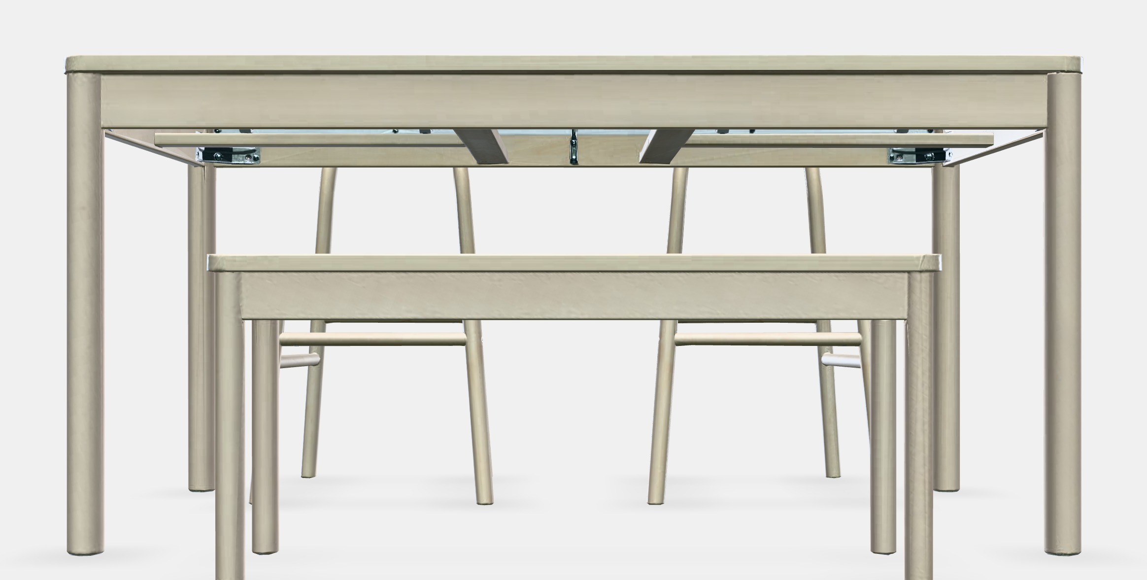 RONNINGE - RONNINGE Table with 2 chairs and bench Low-poly 3D model_10