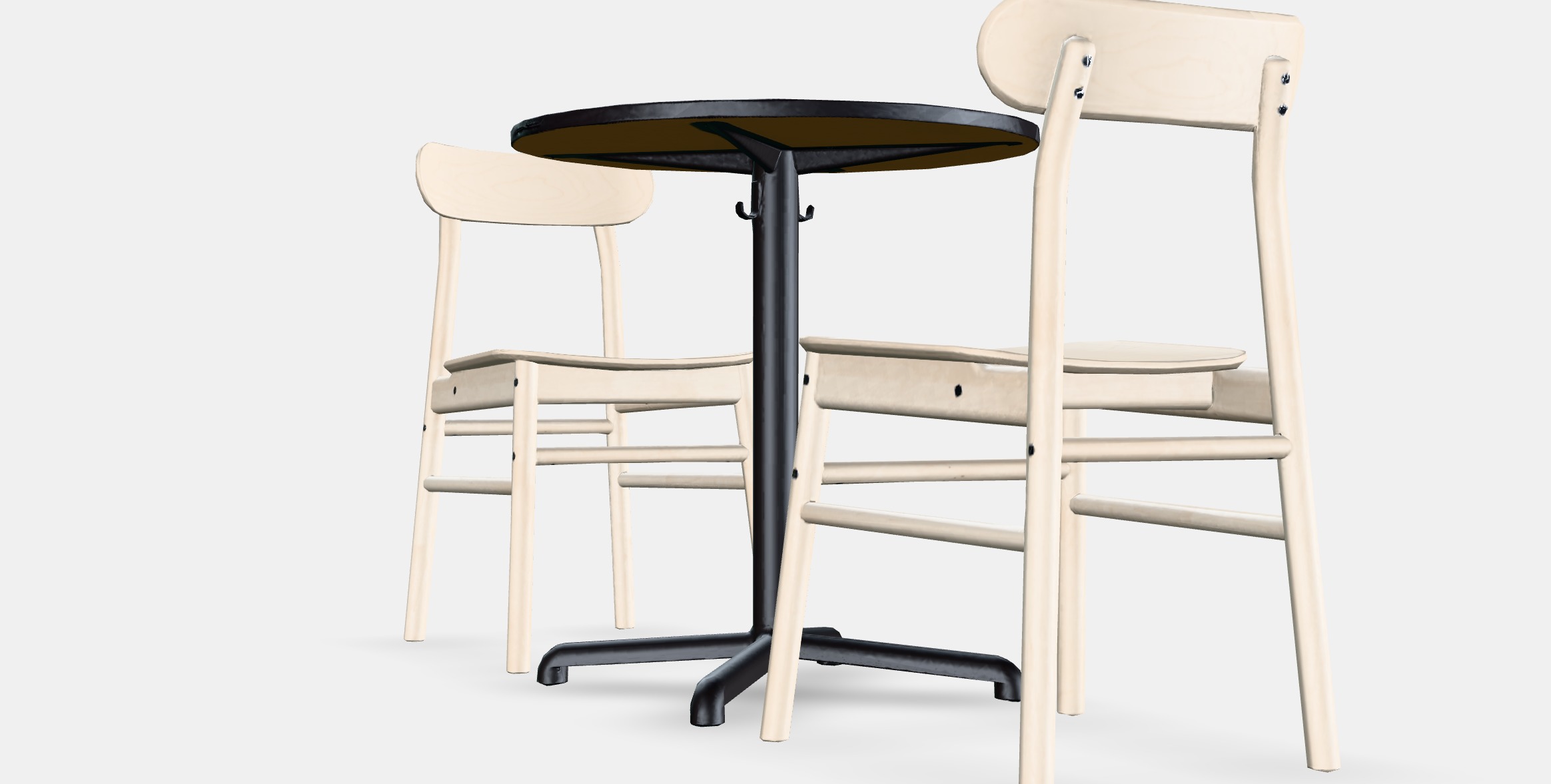 STENSELE - RONNINGE Table and 2 chairs Low-poly 3D model_2